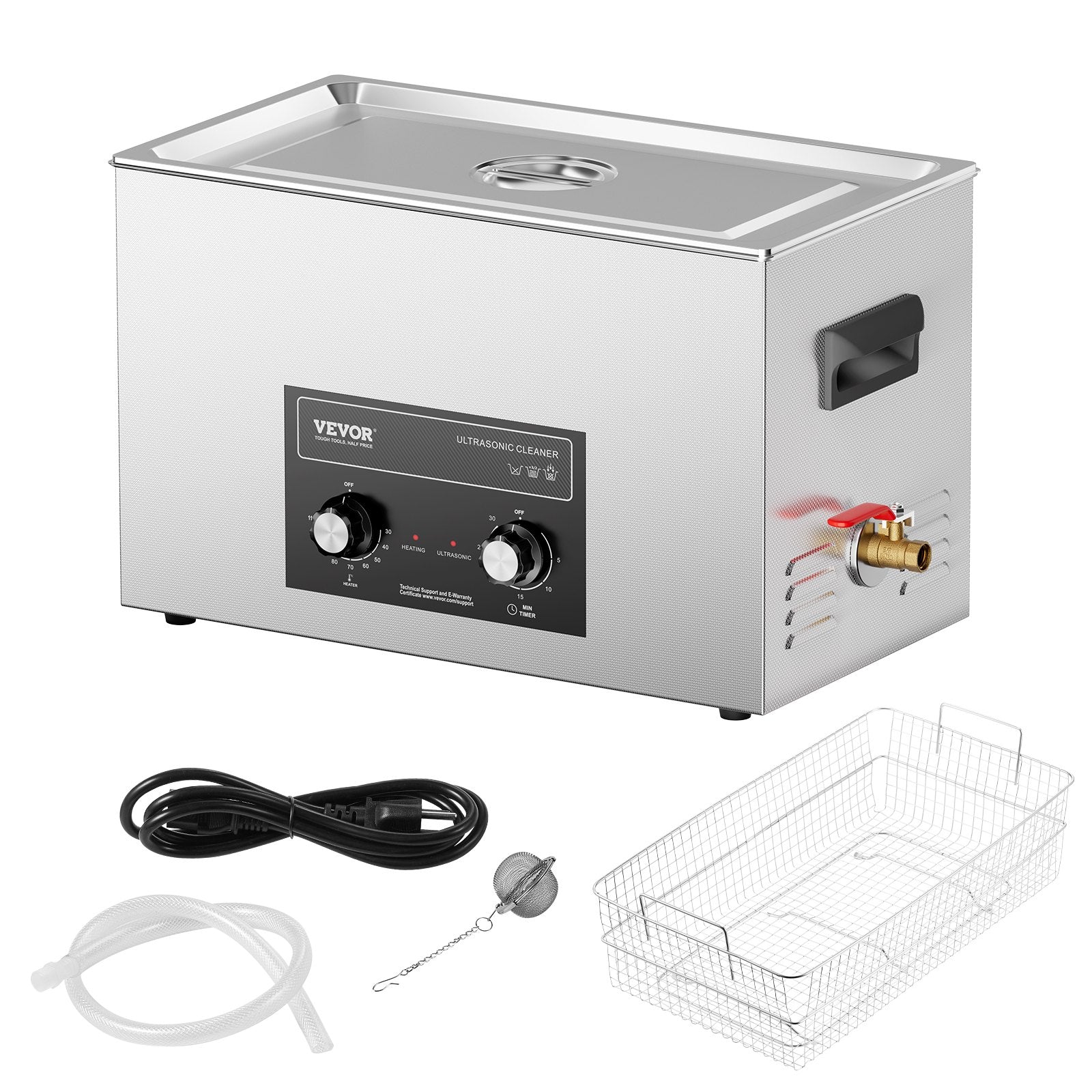 30L Ultrasonic Cleaner 360W with Heater Timer Basket Digital Sonic Cavitation