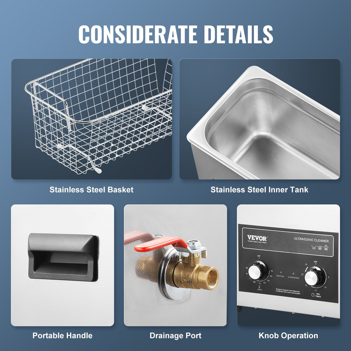 Ultrasonic Cleaner 6L with Heater Timer Basket Professional Digital 180W