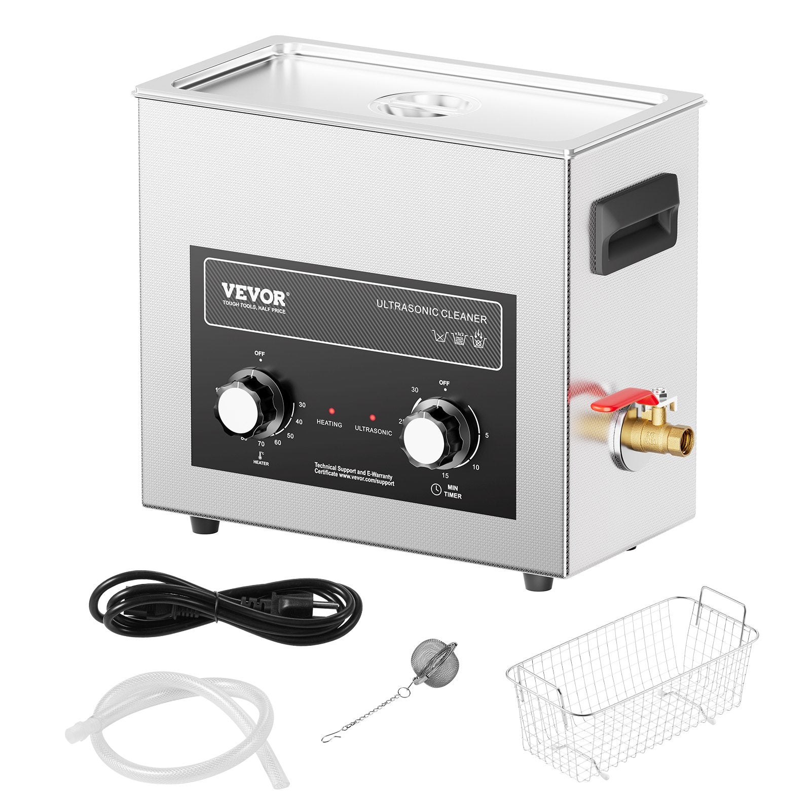 Ultrasonic Cleaner 6L with Heater Timer Basket Professional Digital 180W