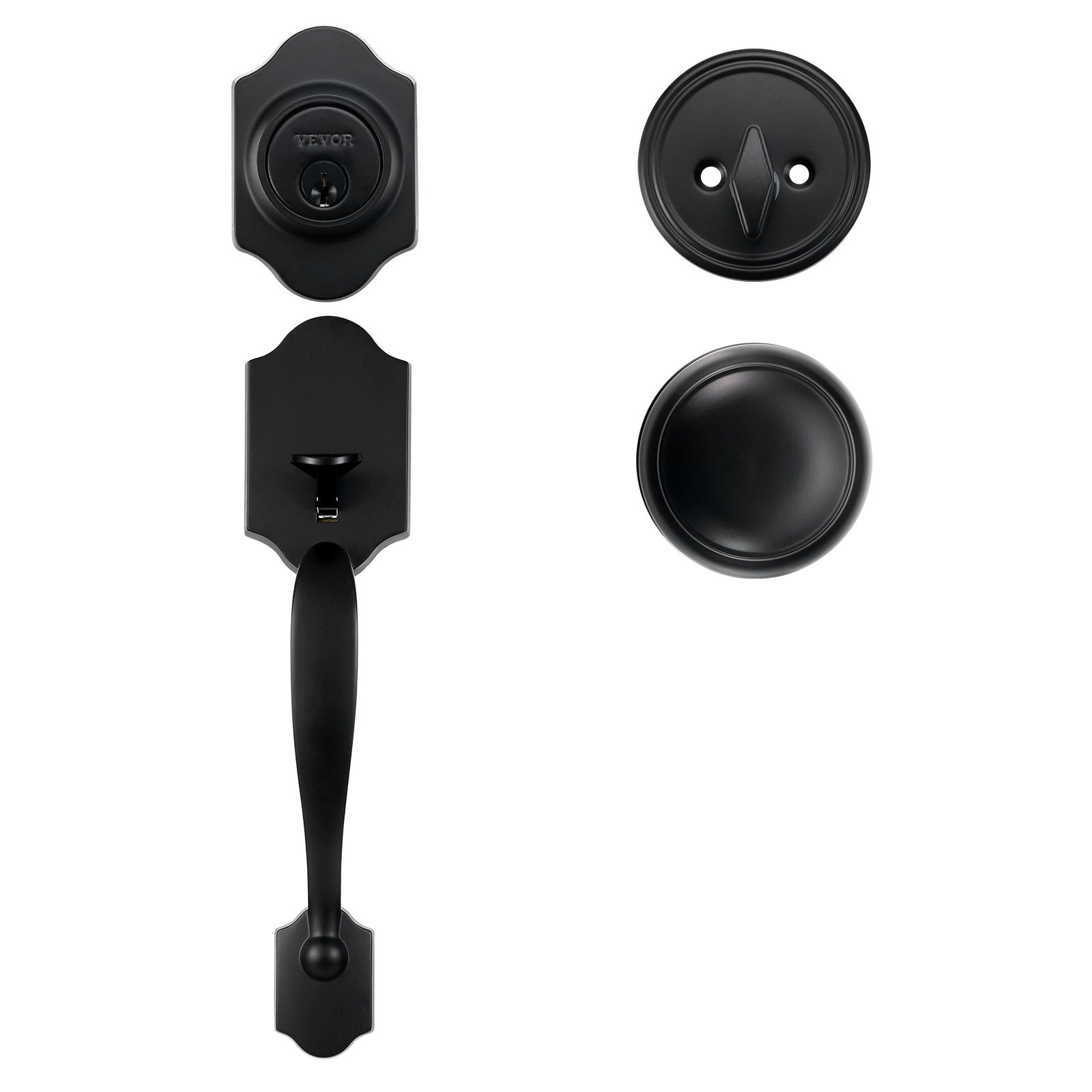 Front Door Handle and Deadbolt Set, Matte Black Single Cylinder Lock, Adjustable