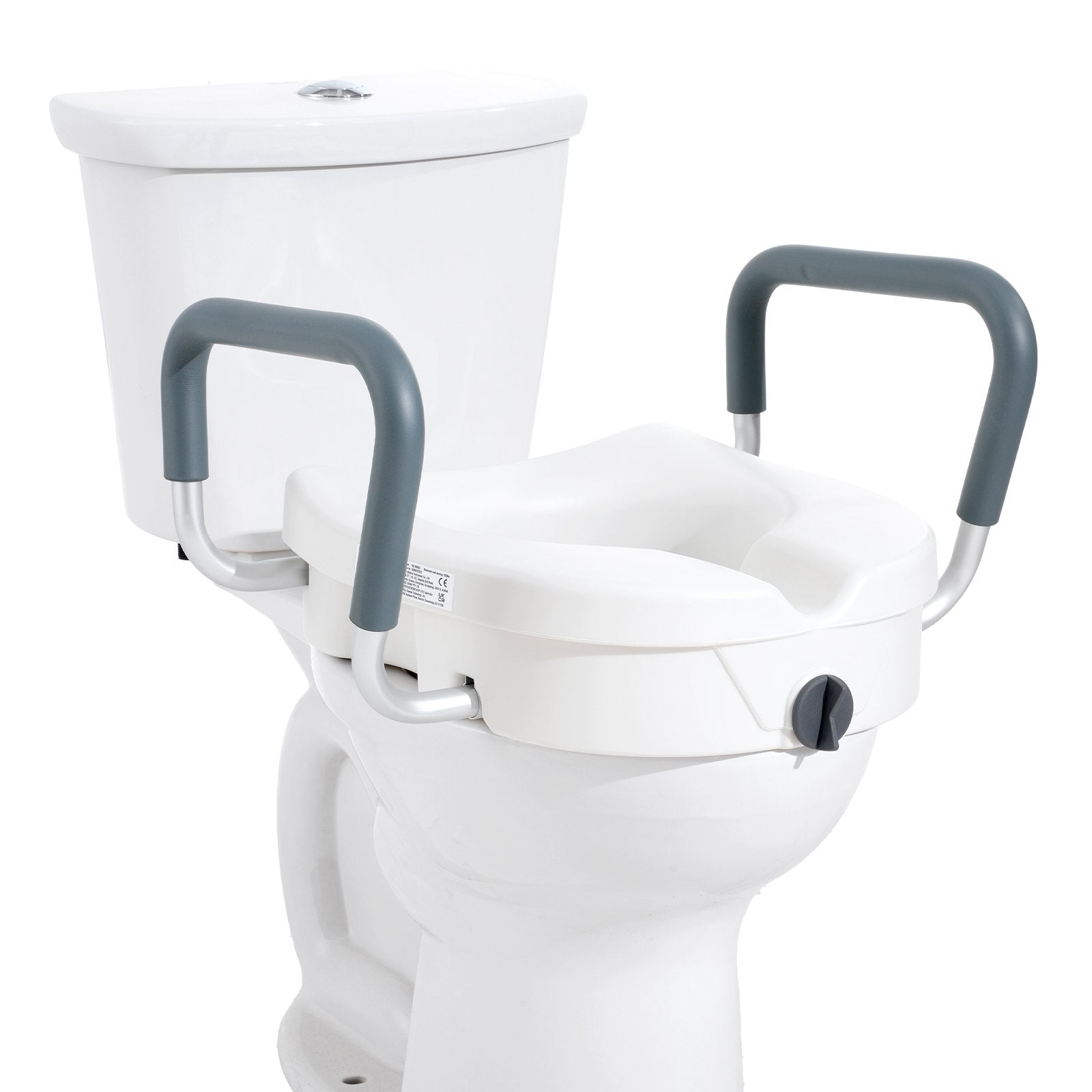 Raised Toilet Seat 5" with Adjustable Padded Armrests for Round and Elongated