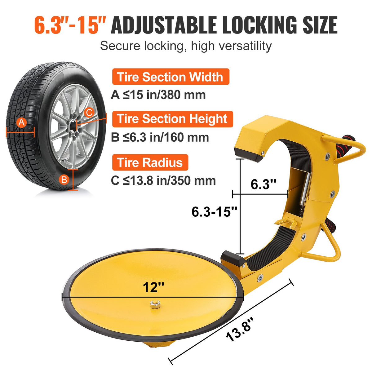 Wheel Lock Clamp 2-Pack Heavy Duty Anti-Theft Adjustable Tire Boot for RV Cars