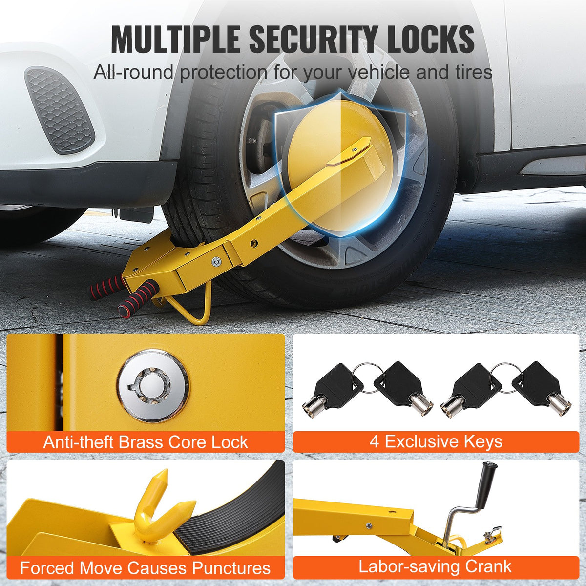 Wheel Lock Clamp 2-Pack Heavy Duty Anti-Theft Adjustable Tire Boot for RV Cars