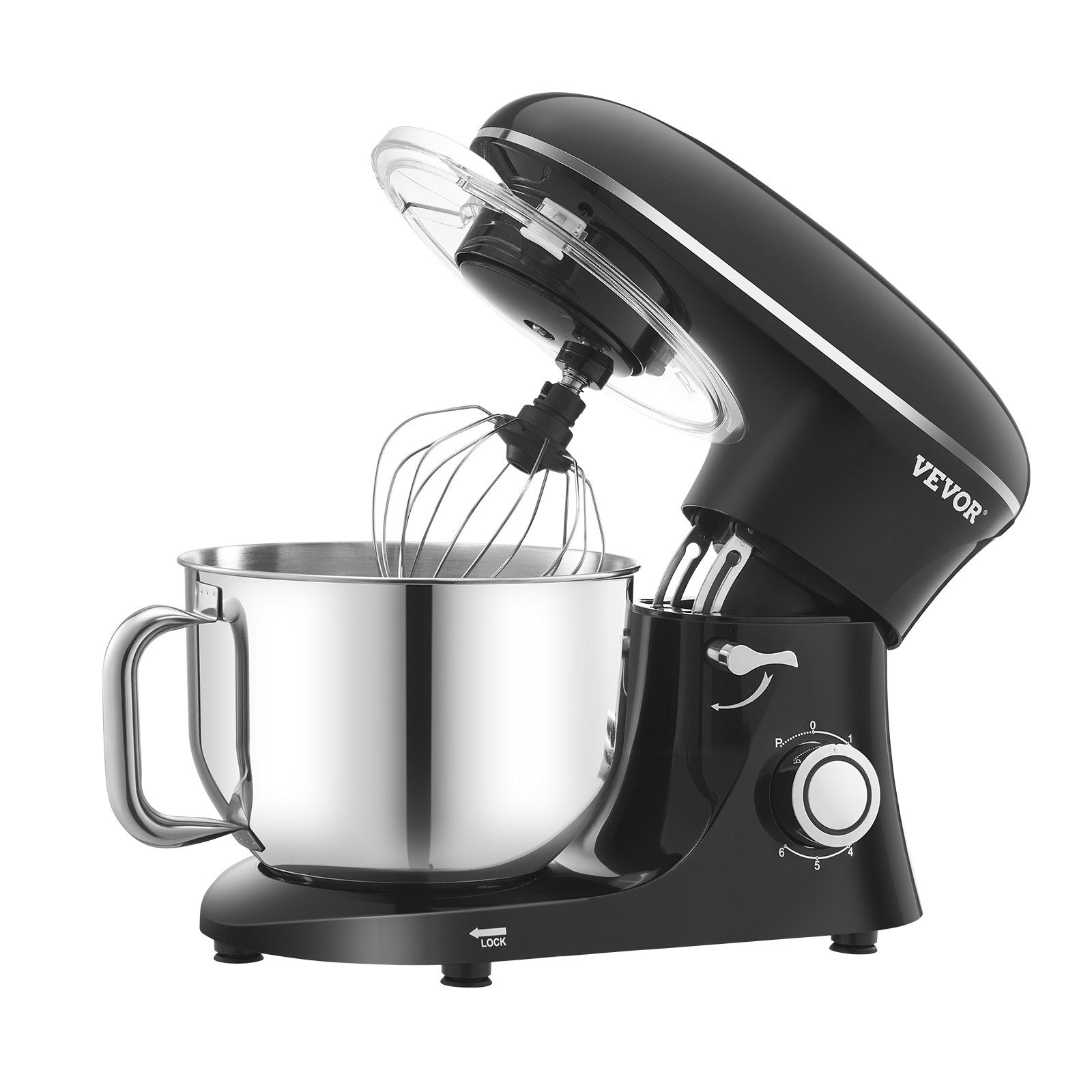 Stand Mixer 6 QT 1100W Tilt-Head 6+P Speeds with Stainless Steel Bowl Black