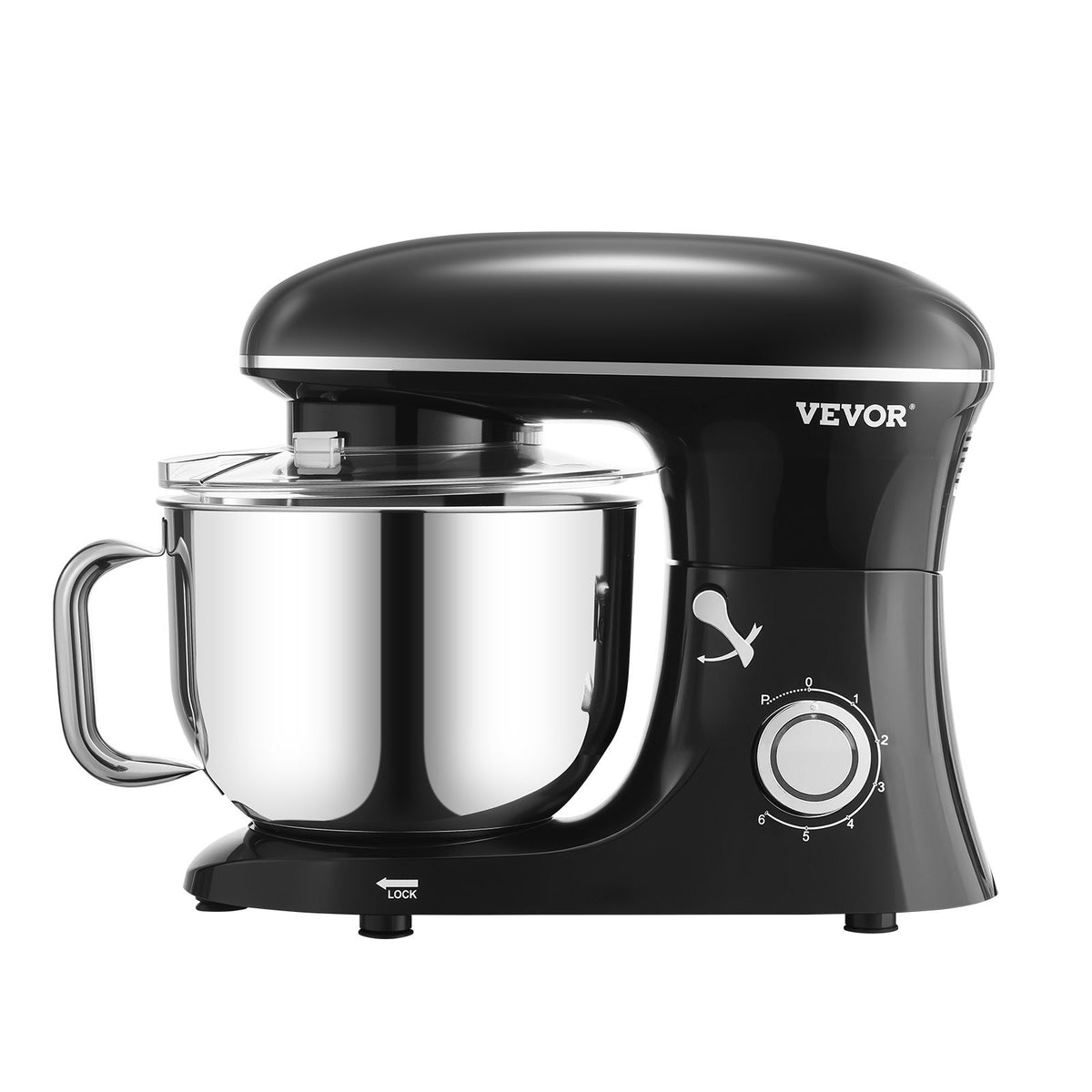 Stand Mixer 6 QT 1100W Tilt-Head 6+P Speeds with Stainless Steel Bowl Black