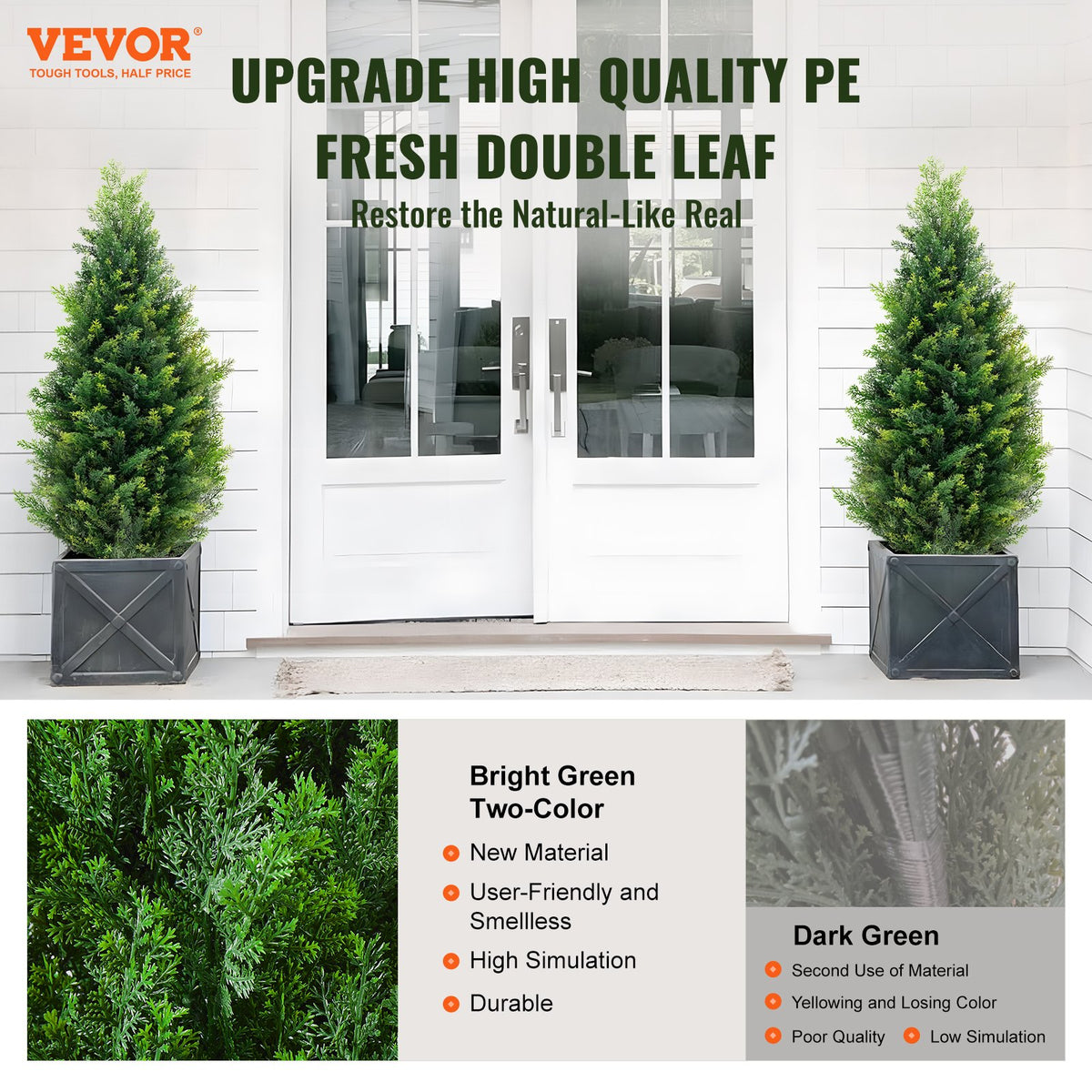 Artificial Cedar Topiary Tree, 36" Tall 2-Pack Faux Pine with Pot & Extra Leaves
