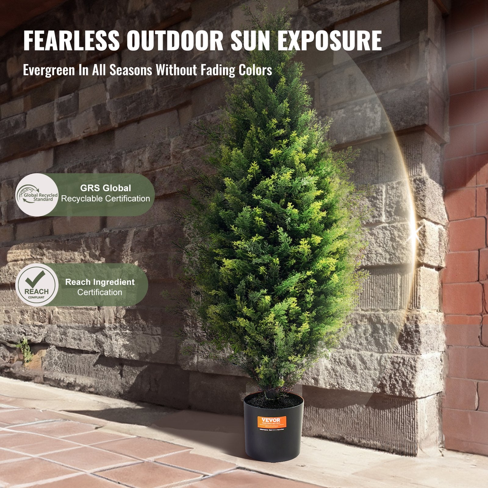 Artificial Cedar Topiary Tree, 36" Tall 2-Pack Faux Pine with Pot & Extra Leaves