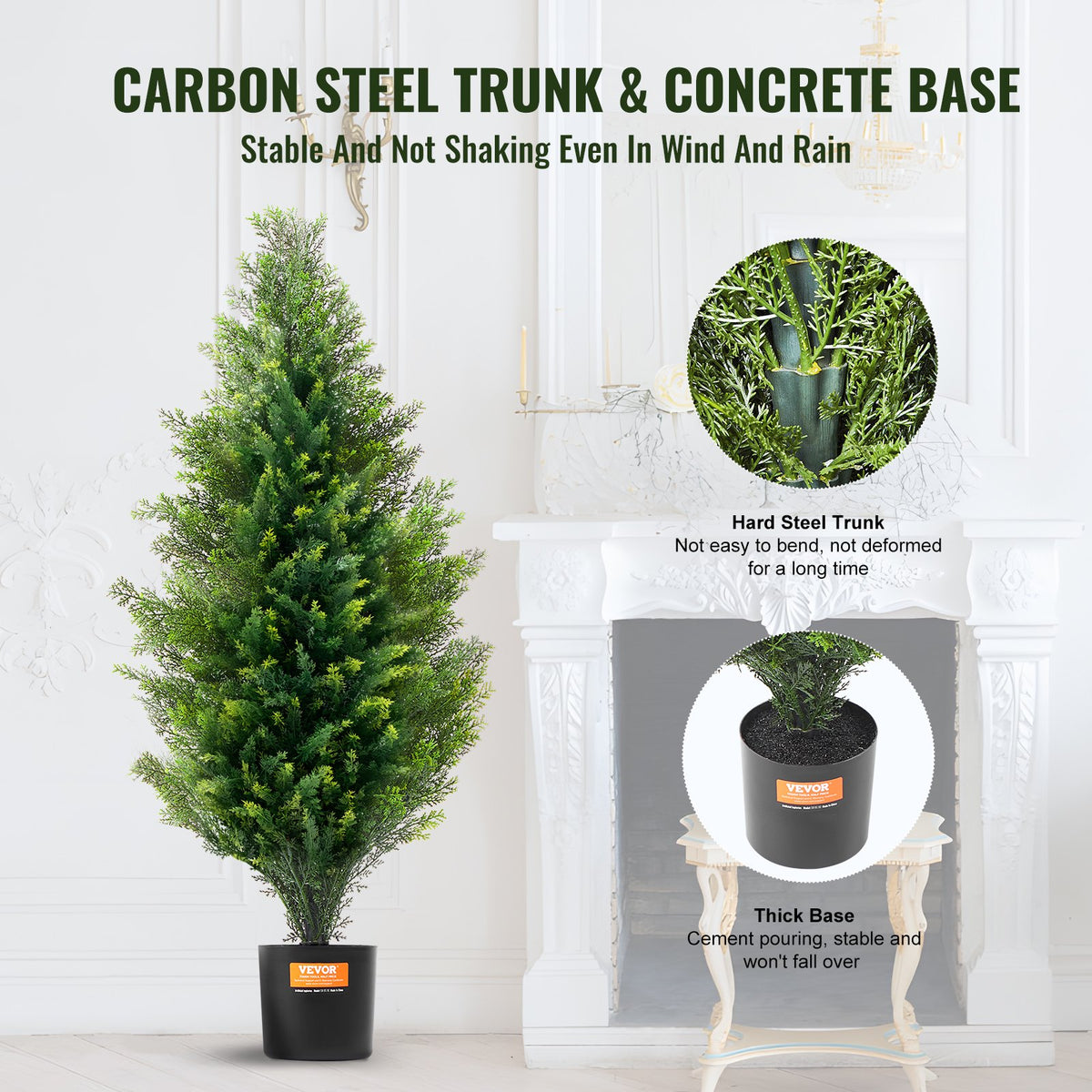 Artificial Cedar Topiary Tree, 36" Tall 2-Pack Faux Pine with Pot & Extra Leaves