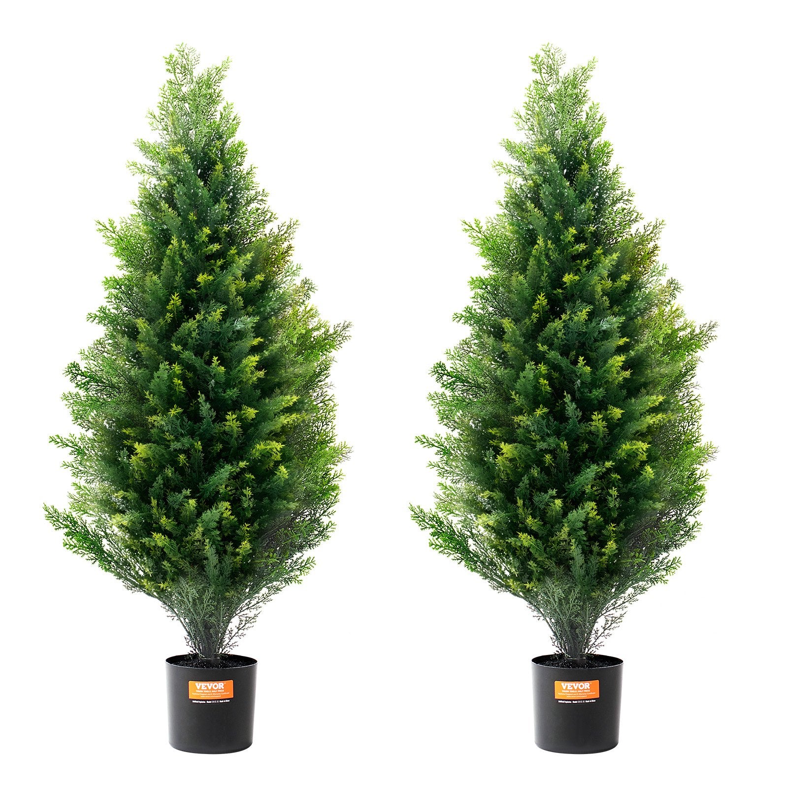 Artificial Cedar Topiary Tree, 36" Tall 2-Pack Faux Pine with Pot & Extra Leaves