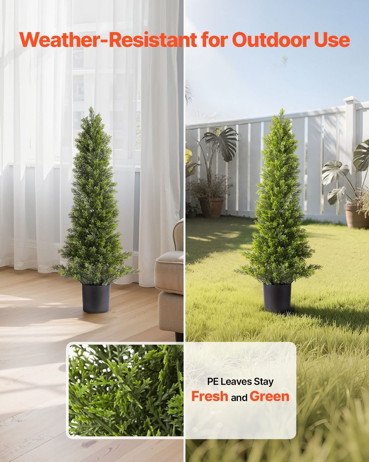 Artificial Topiary Cedar Trees 2-Pack 914mm Faux Pine Indoor Outdoor Décor