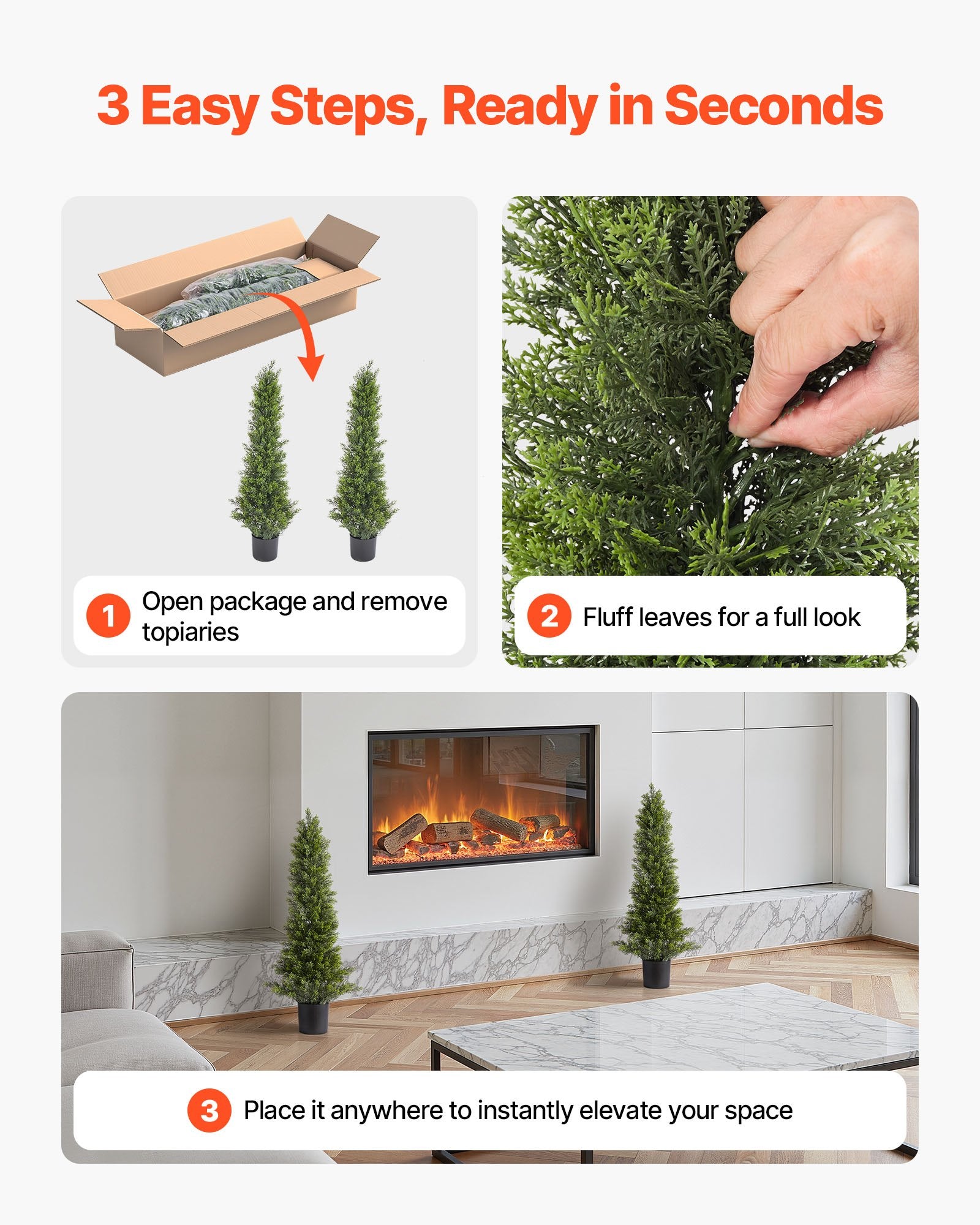 Artificial Topiary Cedar Trees 2-Pack 914mm Faux Pine Indoor Outdoor Décor