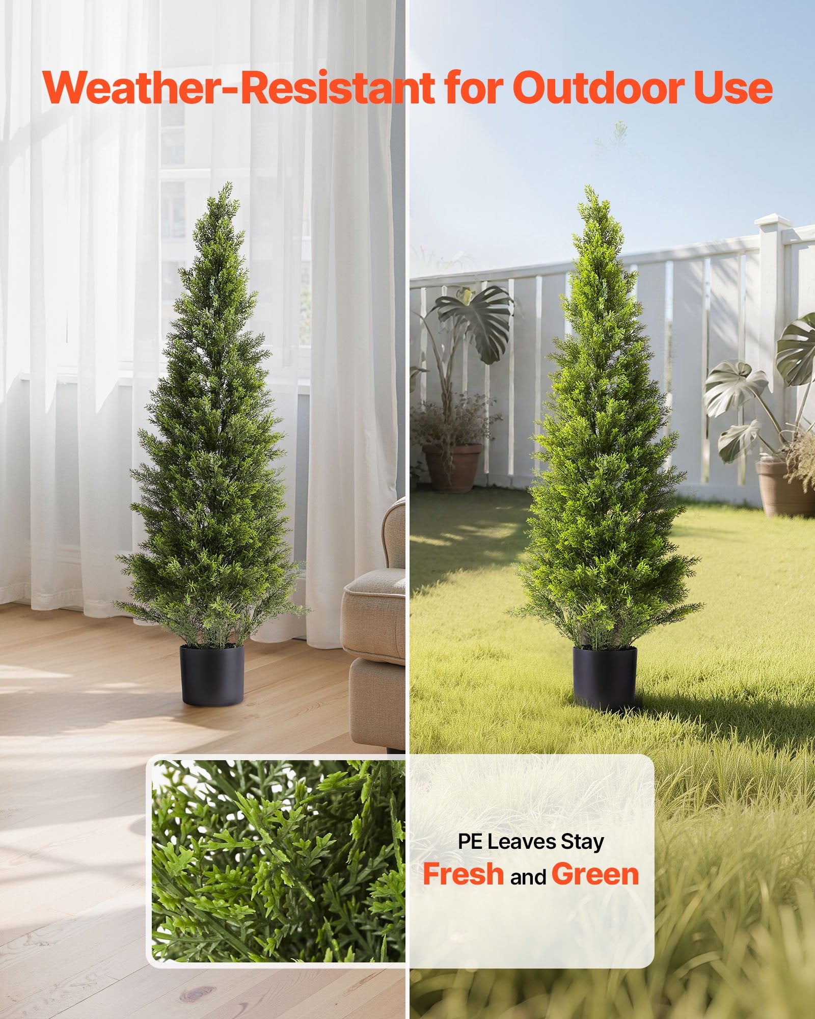 Artificial Topiary Cedar Trees 2-Pack 1219mm Faux Pine Indoor Outdoor Décor