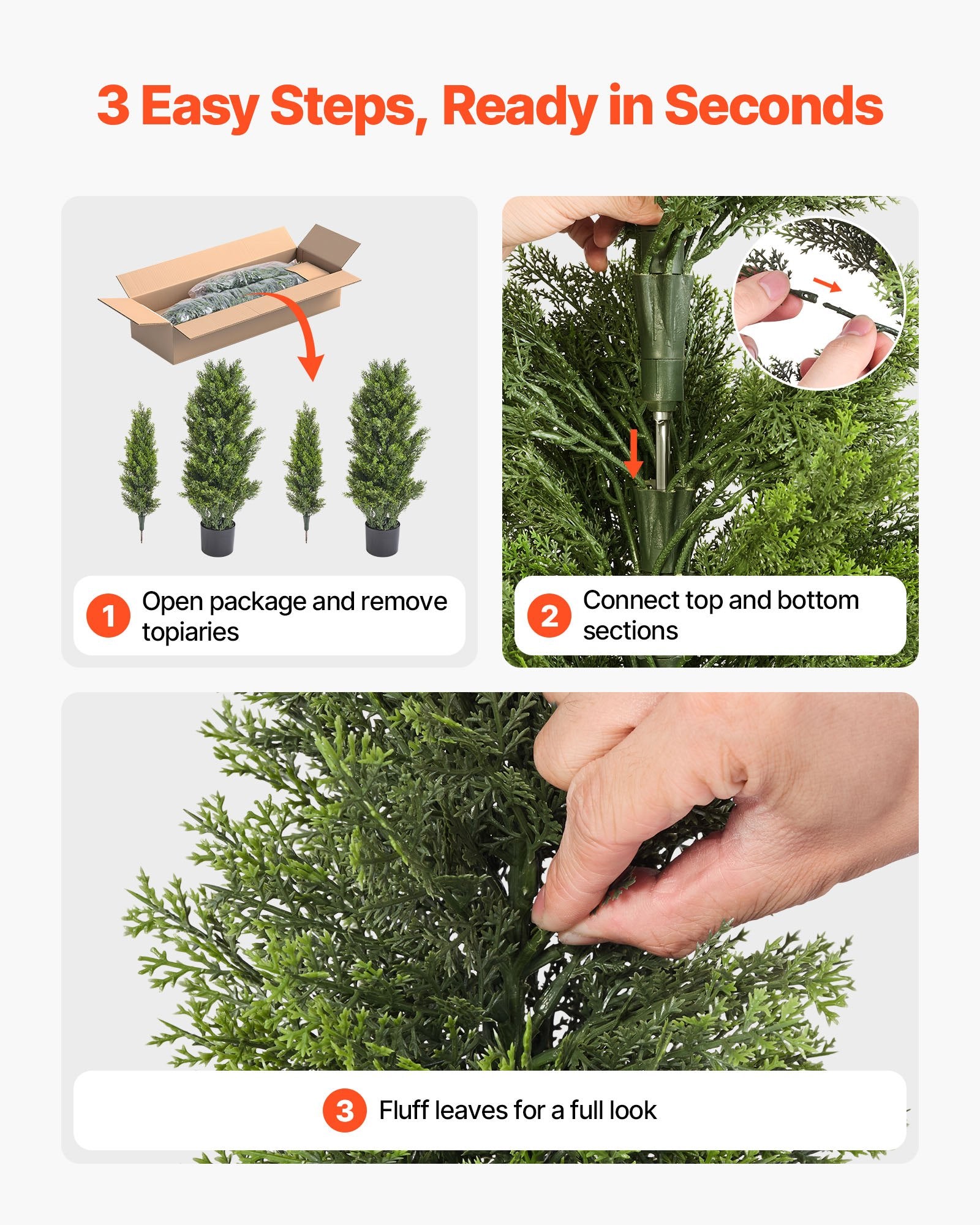 Artificial Topiary Cedar Trees 2-Pack 1219mm Faux Pine Indoor Outdoor Décor