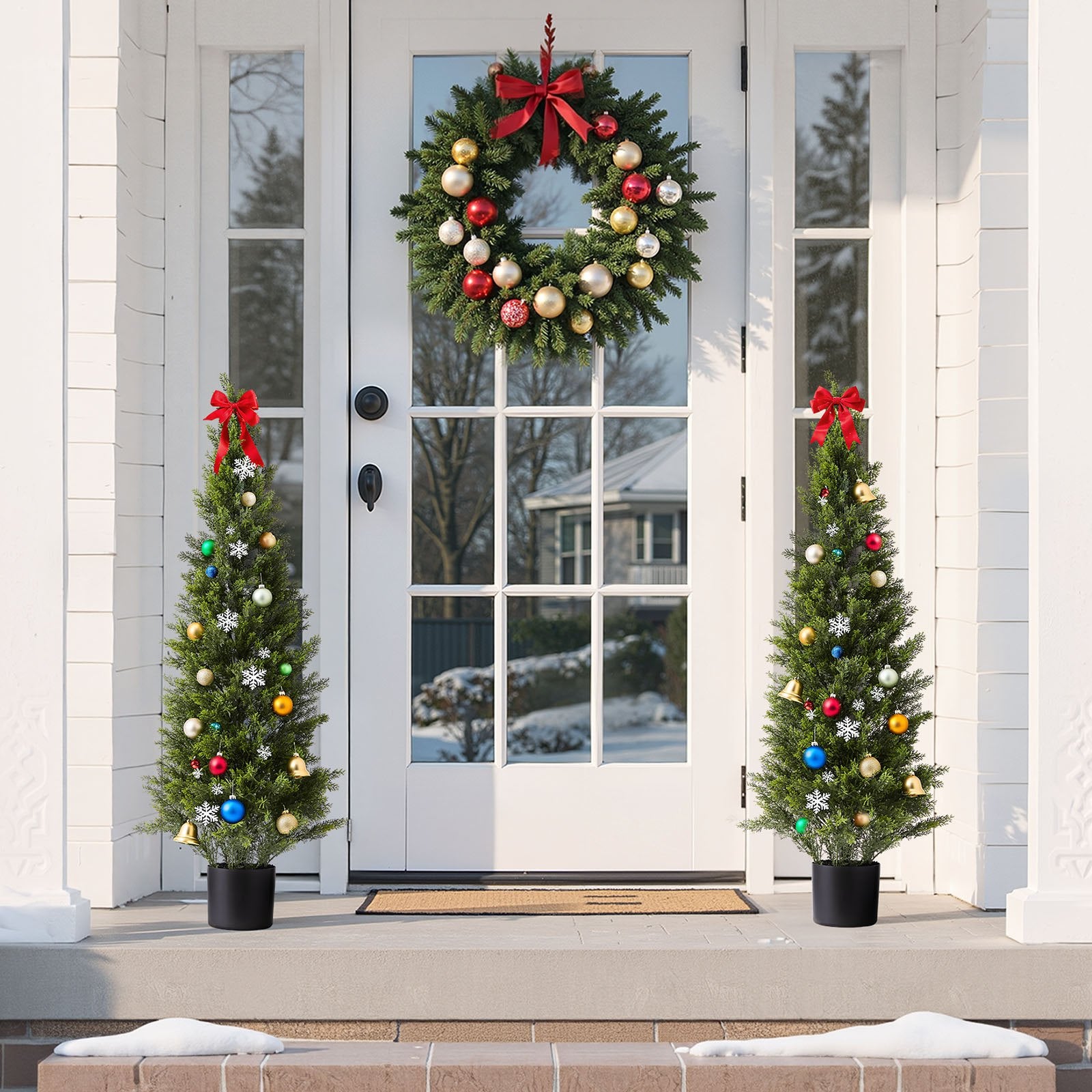 Artificial Topiary Cedar Trees 2-Pack 1219mm Faux Pine Indoor Outdoor Décor