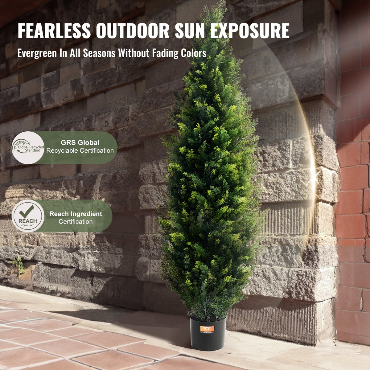 Artificial Cedar Topiary Tree, 60" Tall 2-Pack Faux Pine with Pot & Extra Leaves