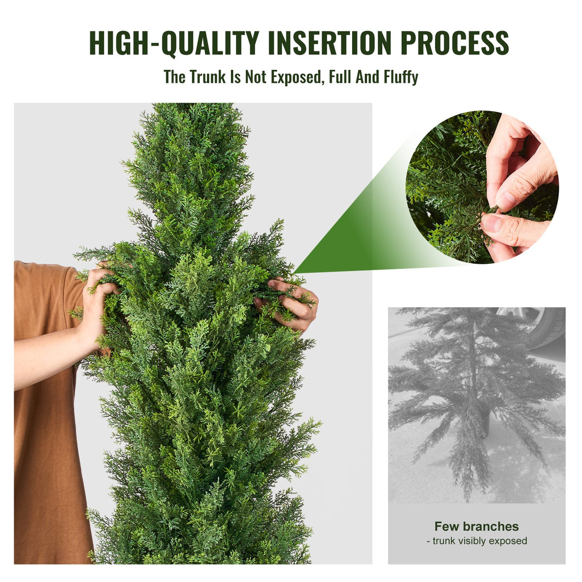 Artificial Cedar Topiary Tree, 60" Tall 2-Pack Faux Pine with Pot & Extra Leaves