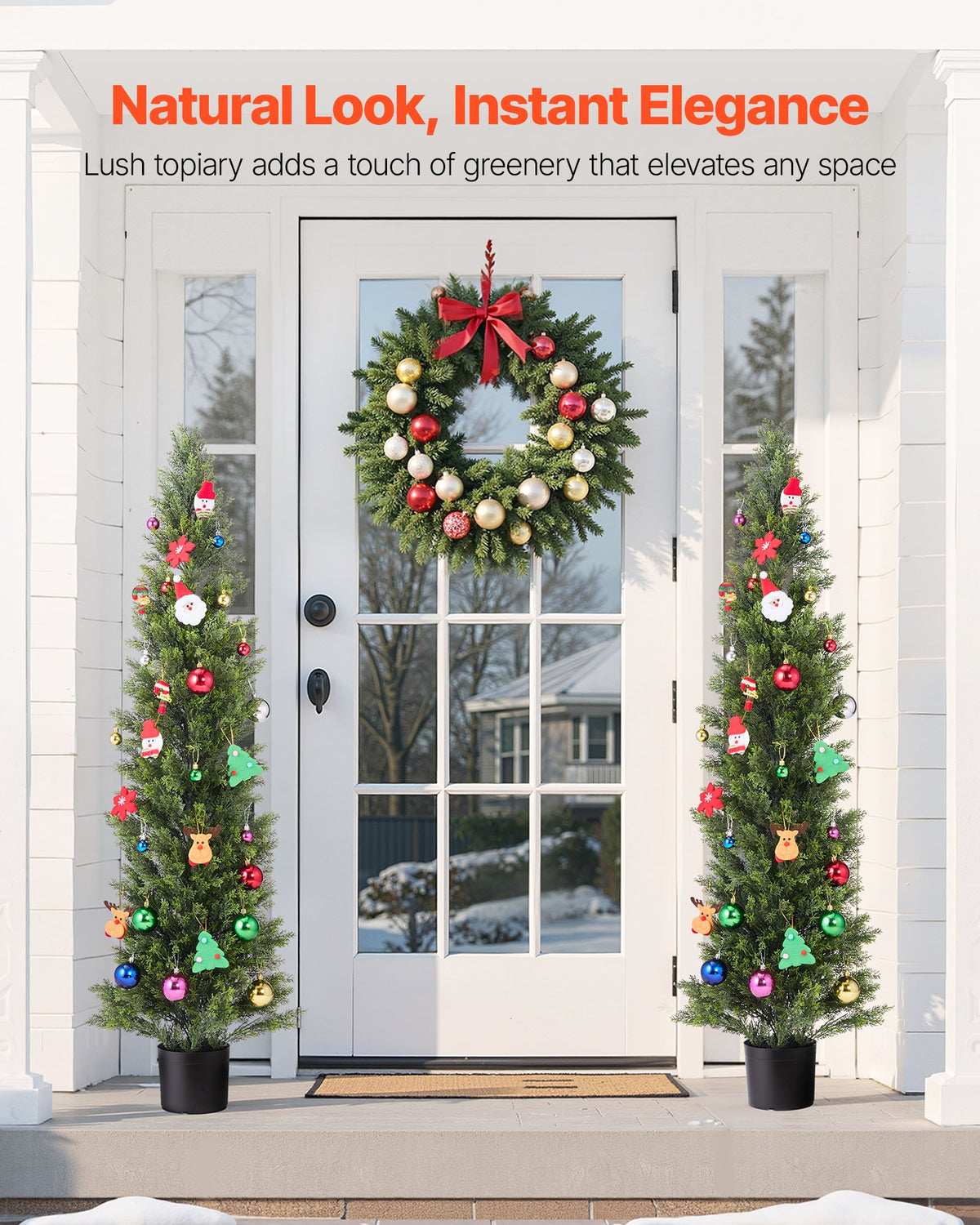 Artificial Topiary Cedar Trees 2-Pack 1524mm Faux Pine Indoor Outdoor Décor