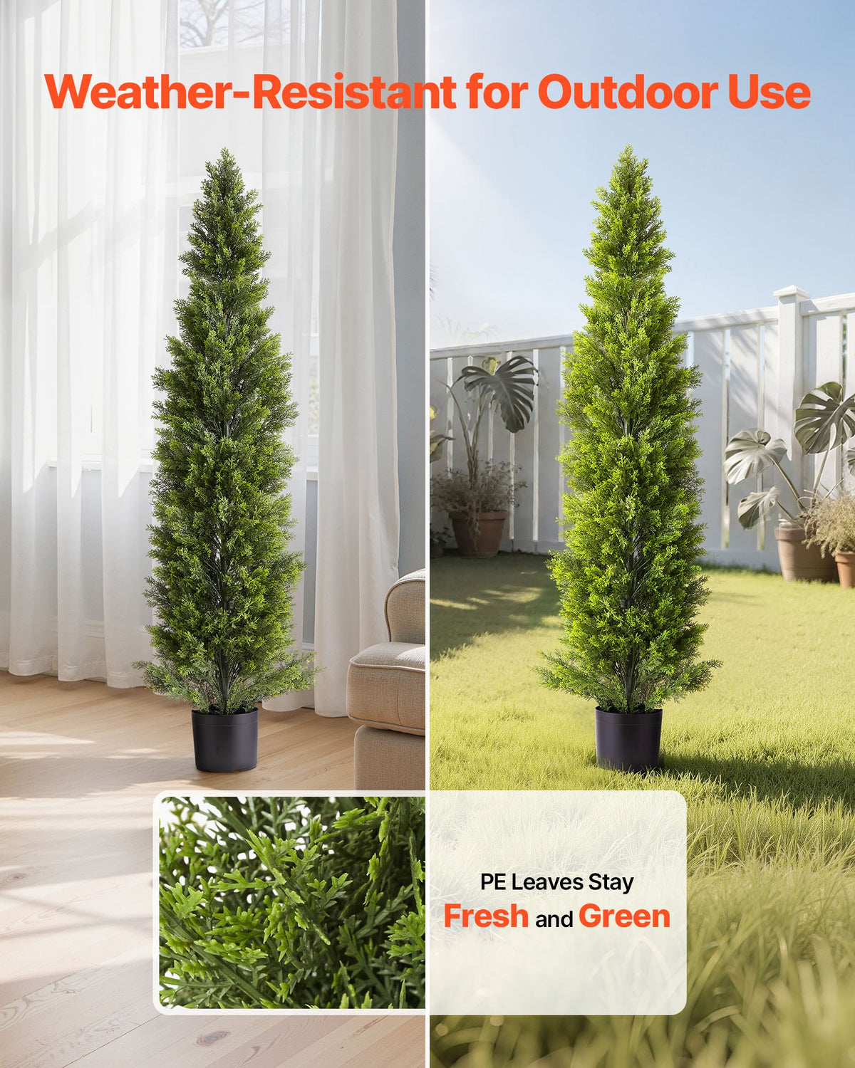 Artificial Topiary Cedar Trees 2-Pack 1524mm Faux Pine Indoor Outdoor Décor