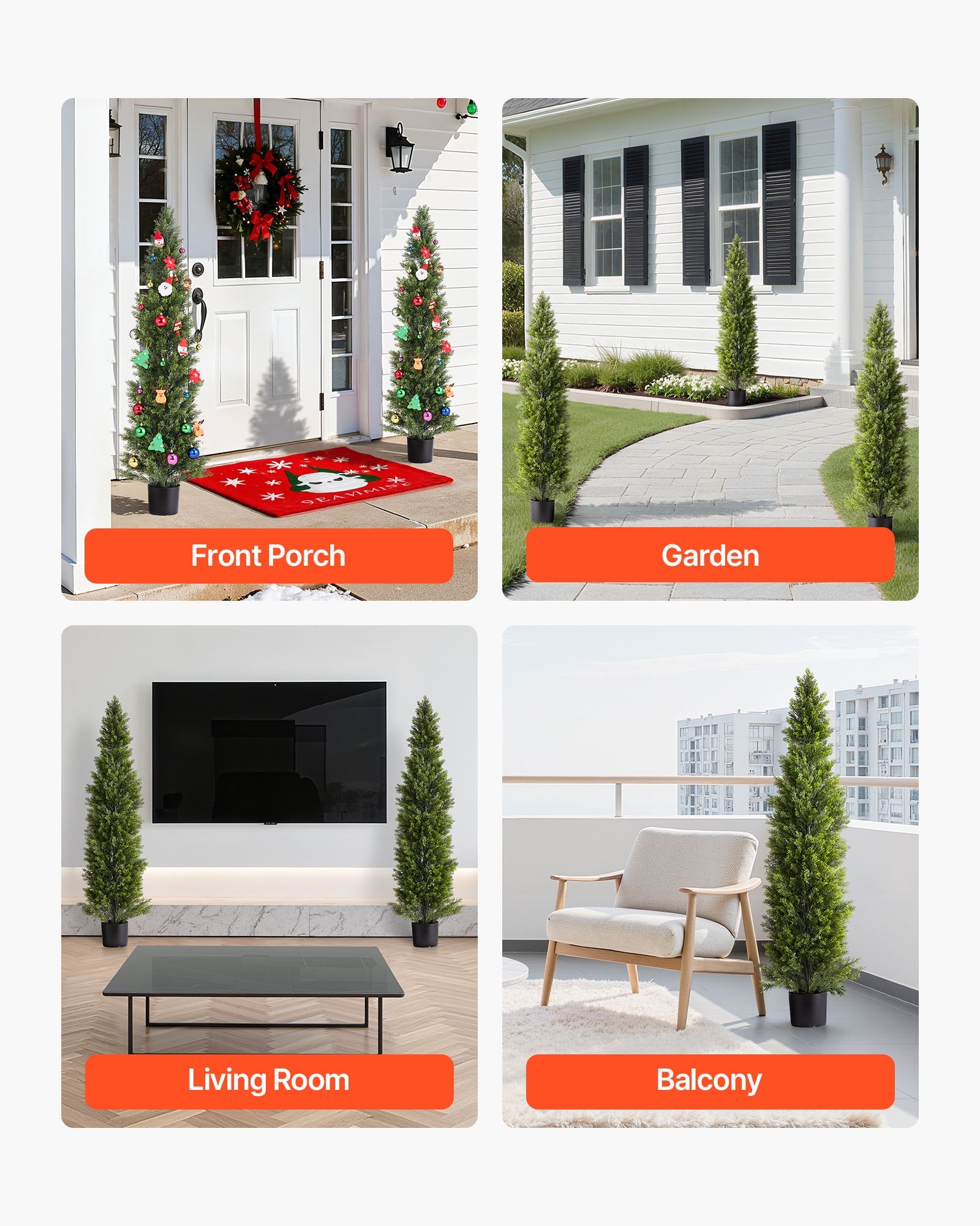 Artificial Topiary Cedar Trees 2-Pack 1524mm Faux Pine Indoor Outdoor Décor