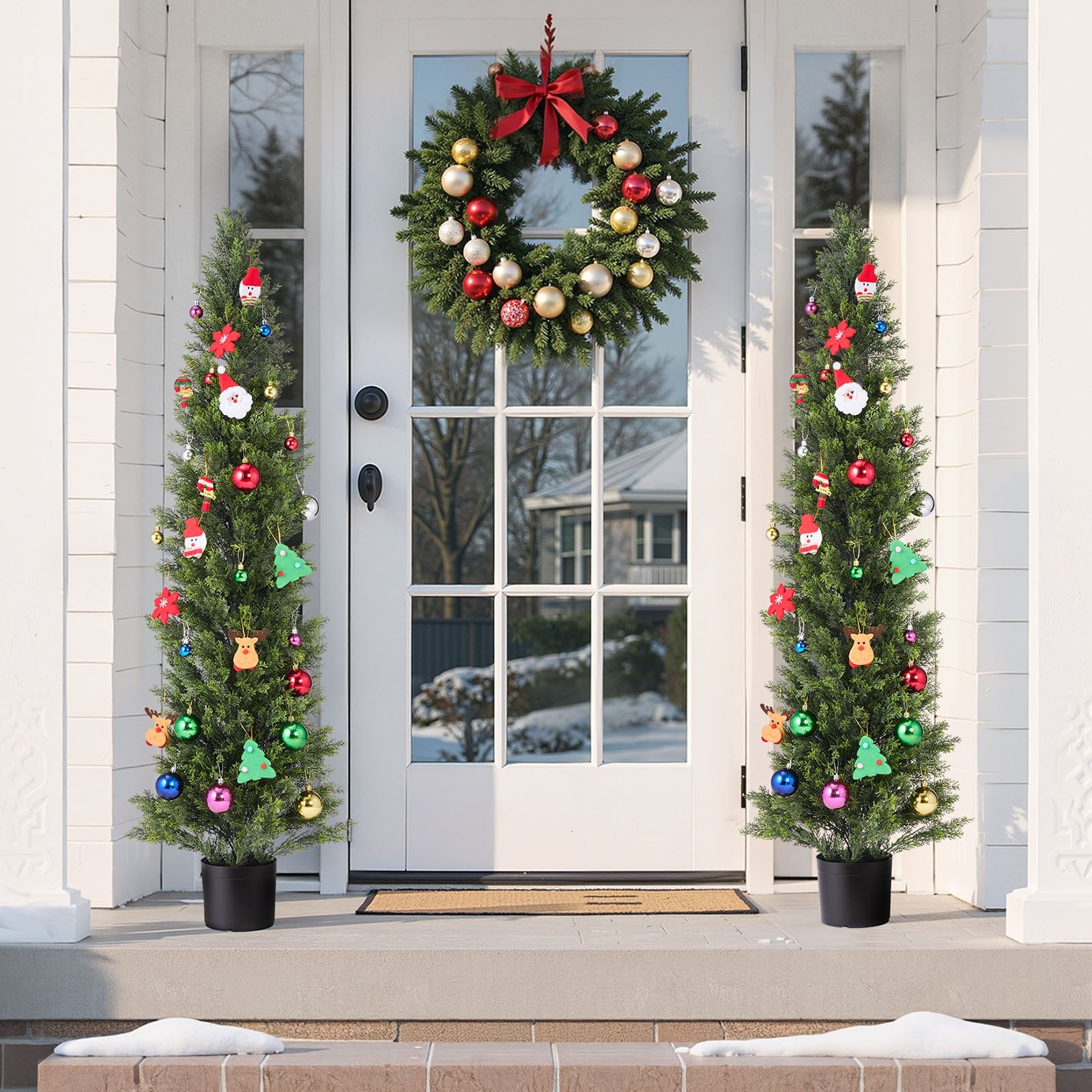 Artificial Topiary Cedar Trees 2-Pack 1524mm Faux Pine Indoor Outdoor Décor