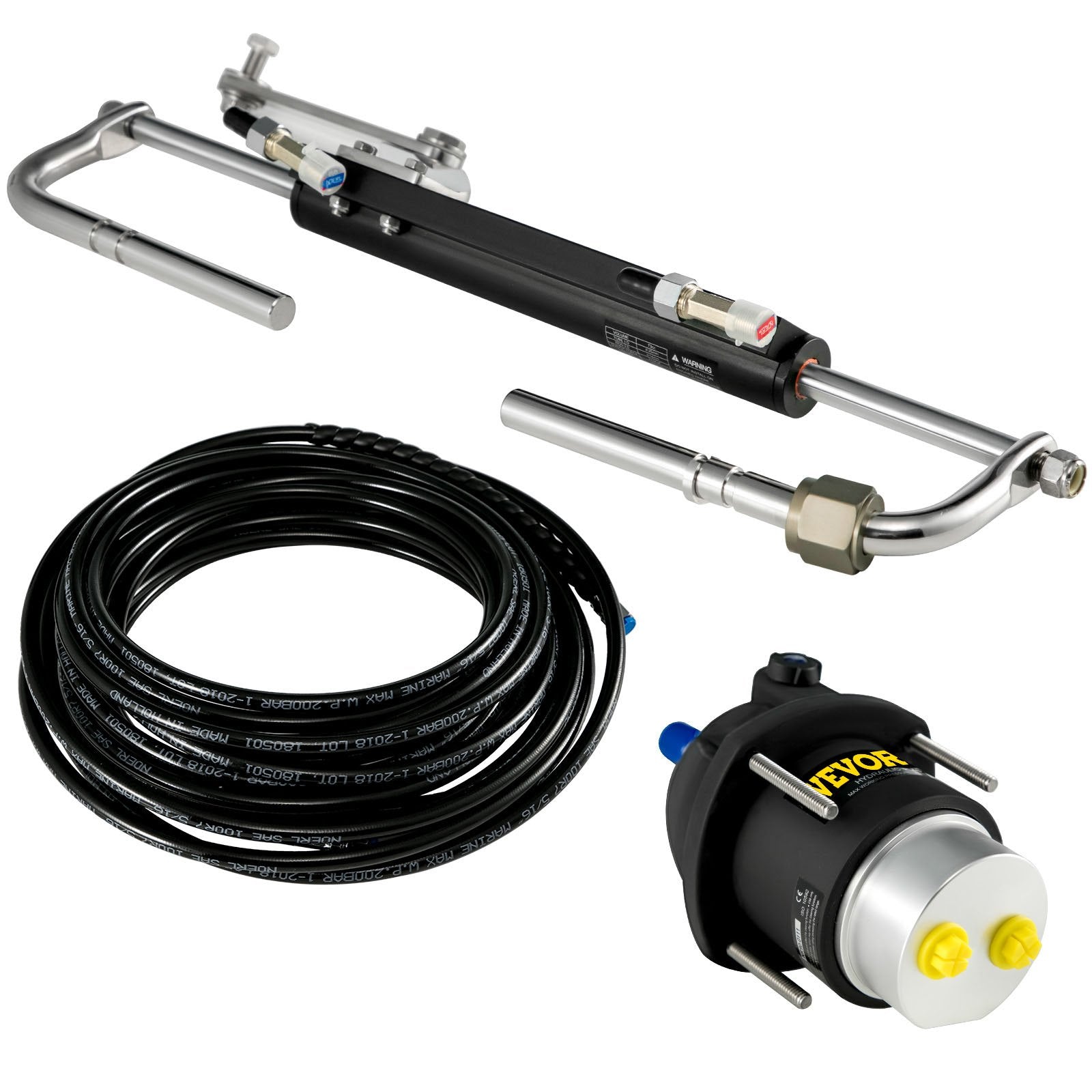 Outboard Steering Kit Hydraulic 90HP Marine Boat Pump Cylinder 20ft Hose