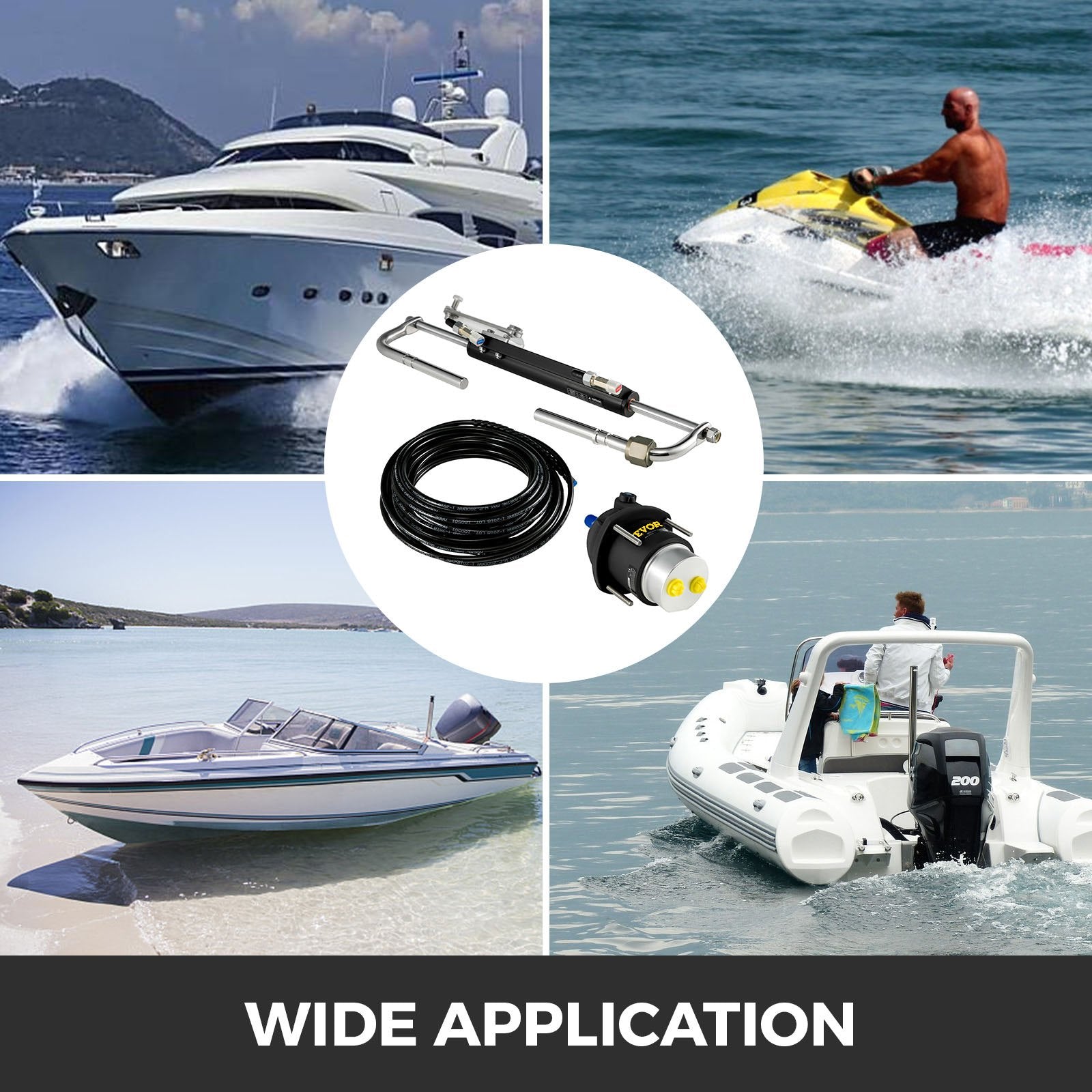 Outboard Steering Kit Hydraulic 90HP Marine Boat Pump Cylinder 20ft Hose
