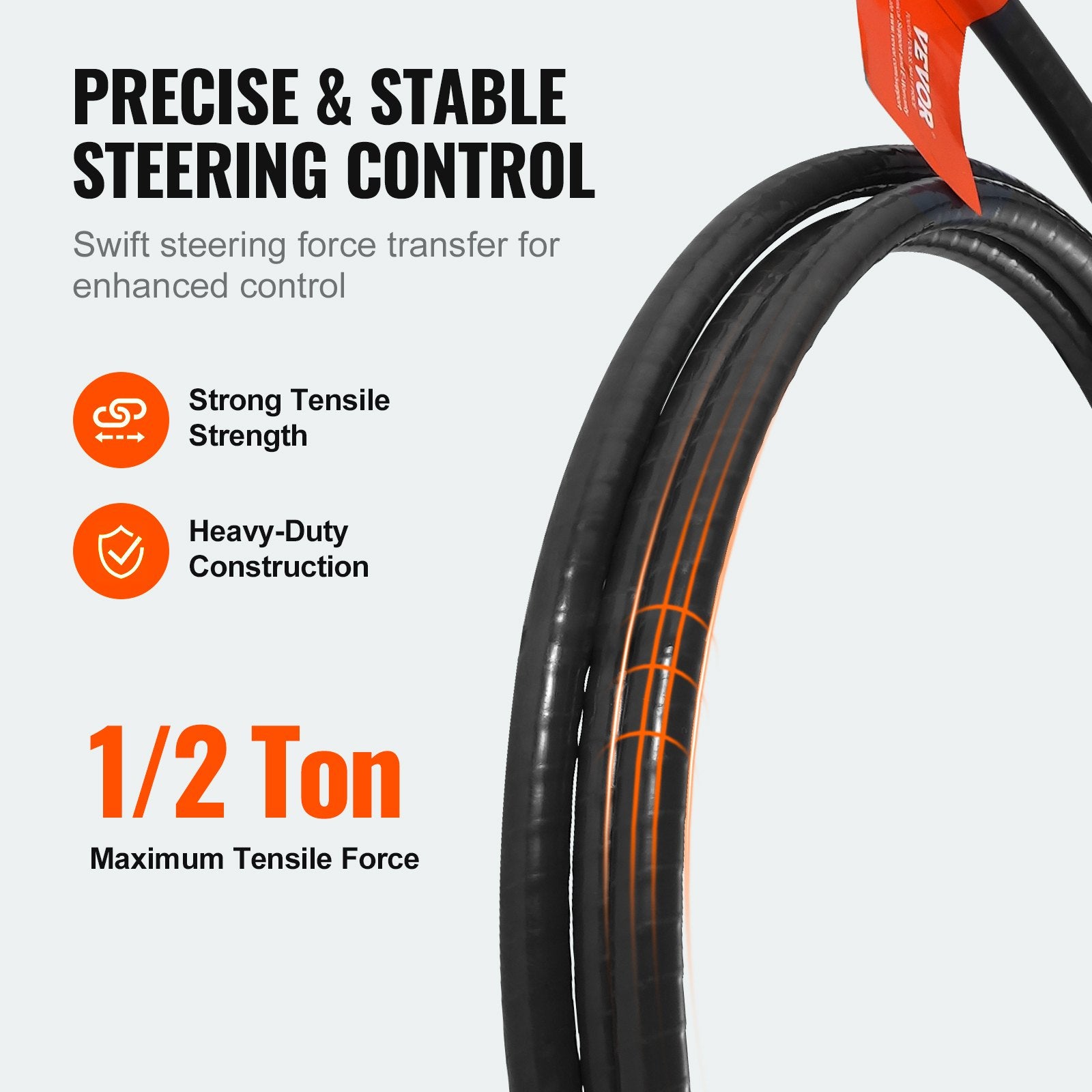 Boat Steering Cable 17ft Outboard Marine Steel High Tensile 1/2 Ton
