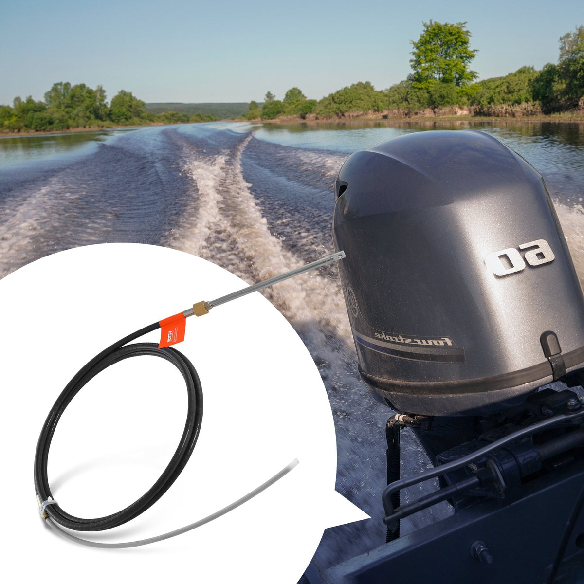 Boat Steering Cable 17ft Outboard Marine Steel High Tensile 1/2 Ton