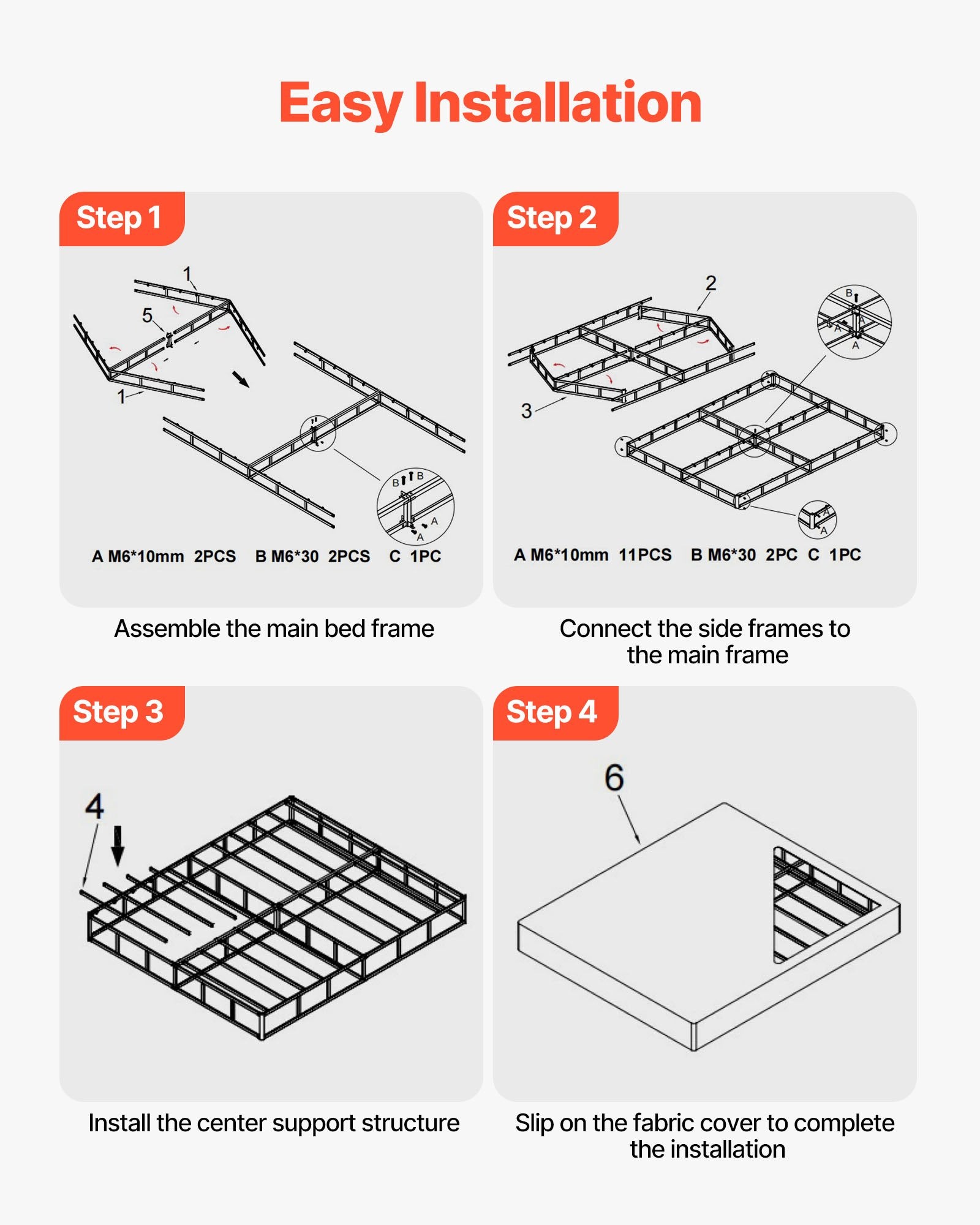 Heavy Duty Metal Box Spring Bed Frame Mattress Foundation