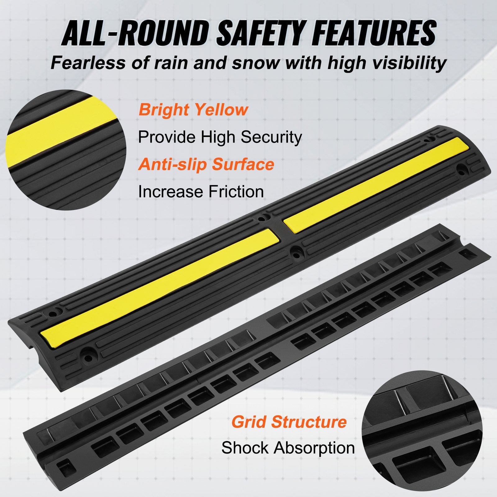 1000 mm Cable Protector Ramp 4 Pack 1 Channel Heavy Duty Rubber Cord Cover