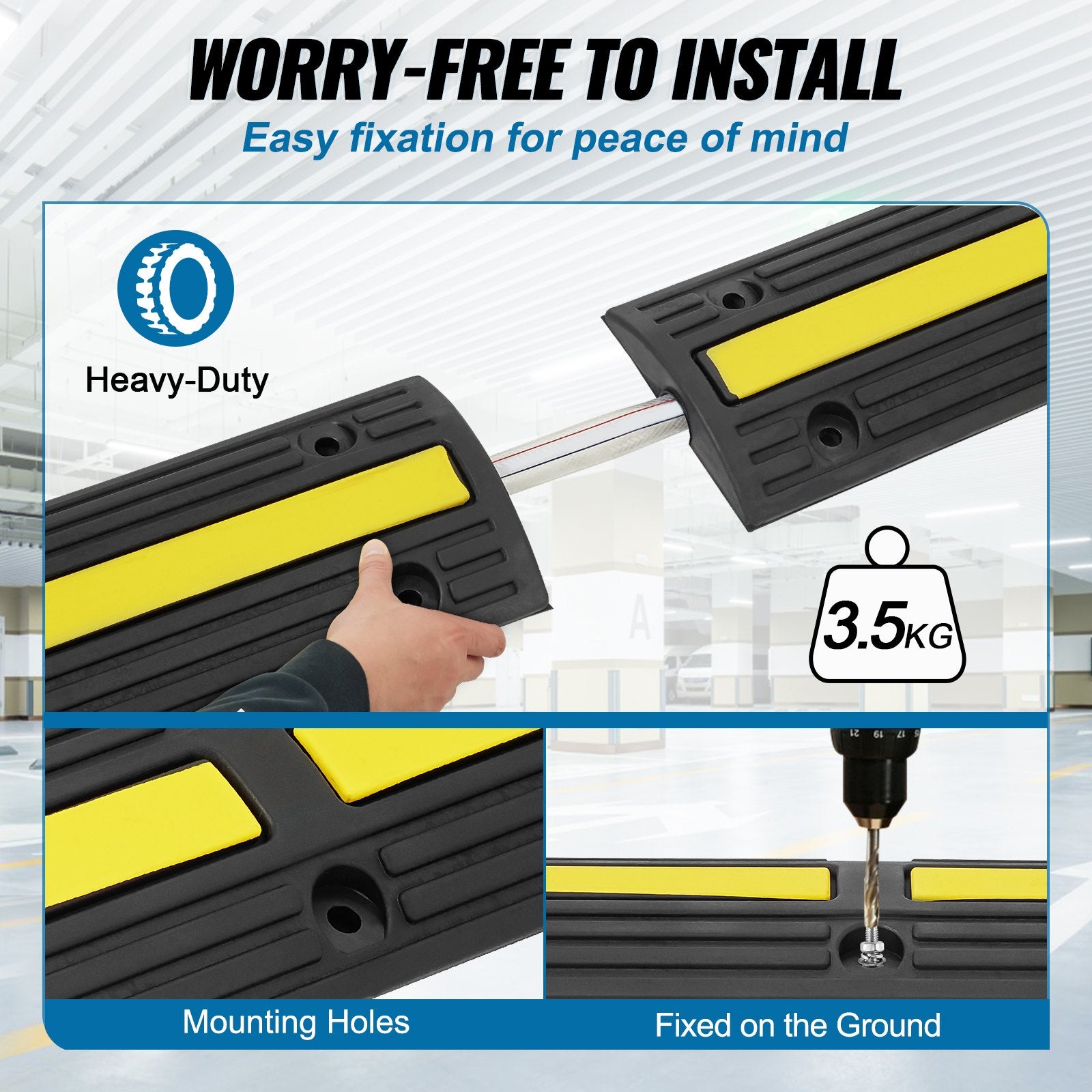 1000 mm Cable Protector Ramp 4 Pack 1 Channel Heavy Duty Rubber Cord Cover