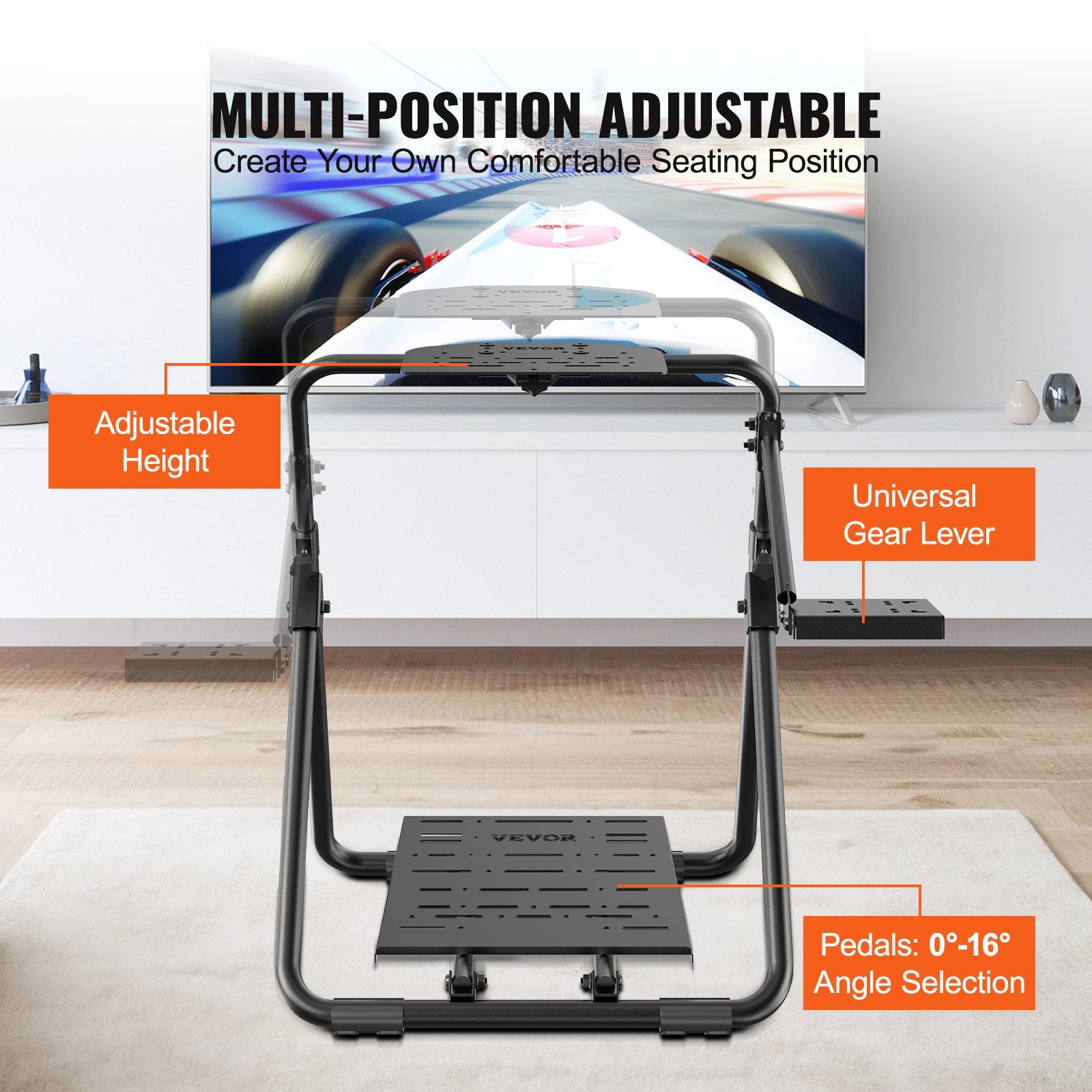 Foldable Racing Steering Wheel Stand Adjustable Universal Base Heavy Duty