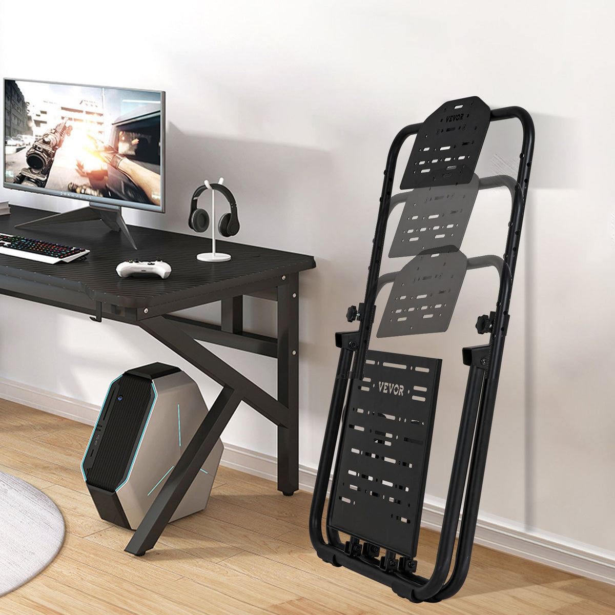 Foldable Racing Steering Wheel Stand Adjustable Universal Base Heavy Duty