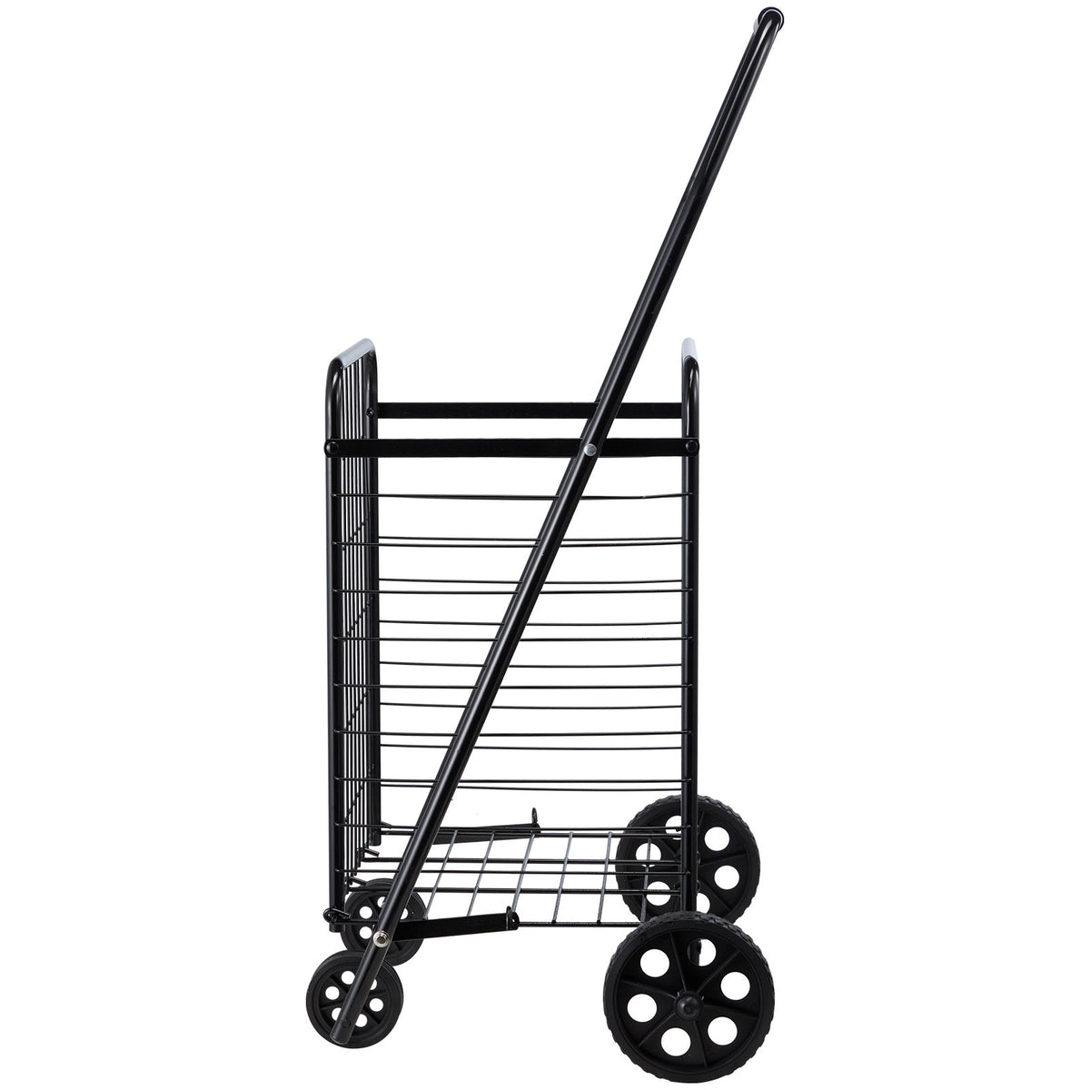 Folding Grocery Utility Cart with Swivel Wheels, 40.8 kg Load Capacity, Black