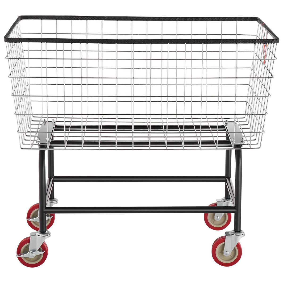 Wire Laundry Cart 4.5 Bushel Steel Chrome Finish 5in Casters 670x400x260mm
