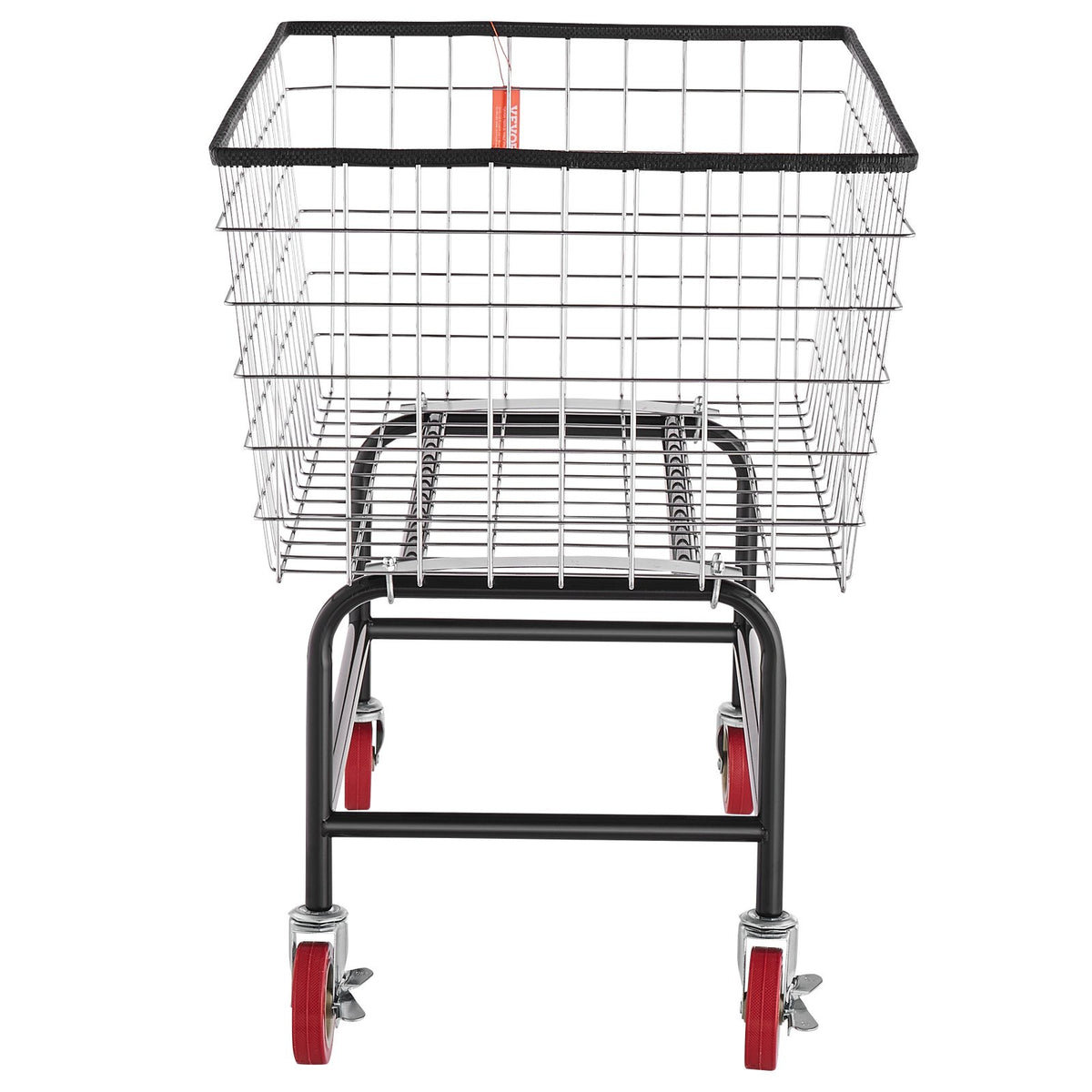 Wire Laundry Cart 4.5 Bushel Steel Chrome Finish 5in Casters 670x400x260mm