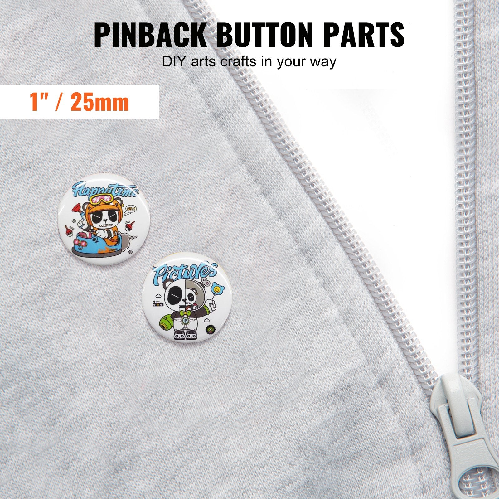 500 Sets 1" 25mm Pin Back Button Parts DIY Badge Parts with Tops Films