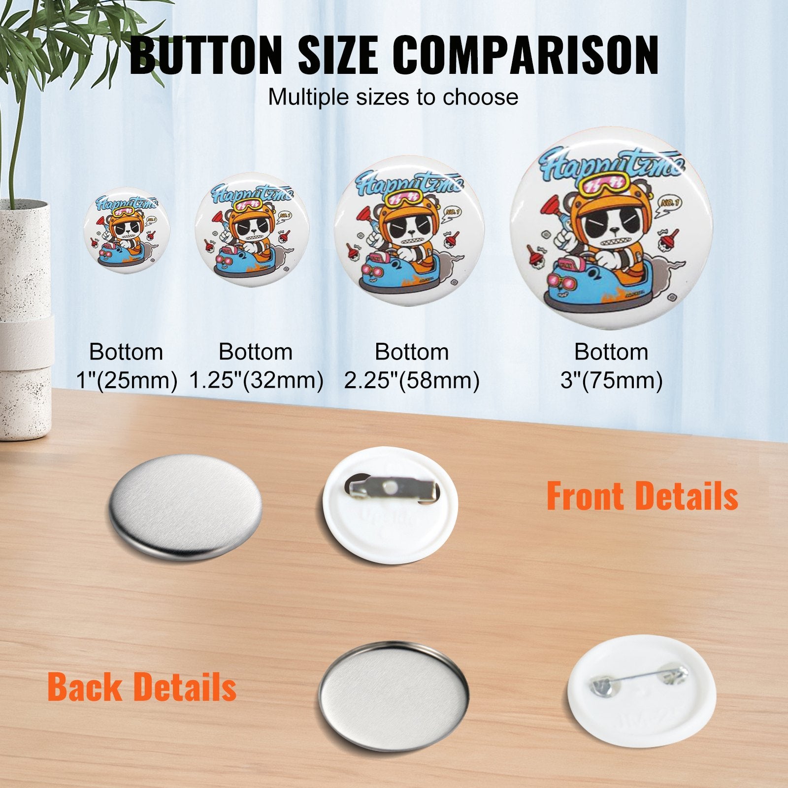 500 Sets 1" 25mm Pin Back Button Parts DIY Badge Parts with Tops Films