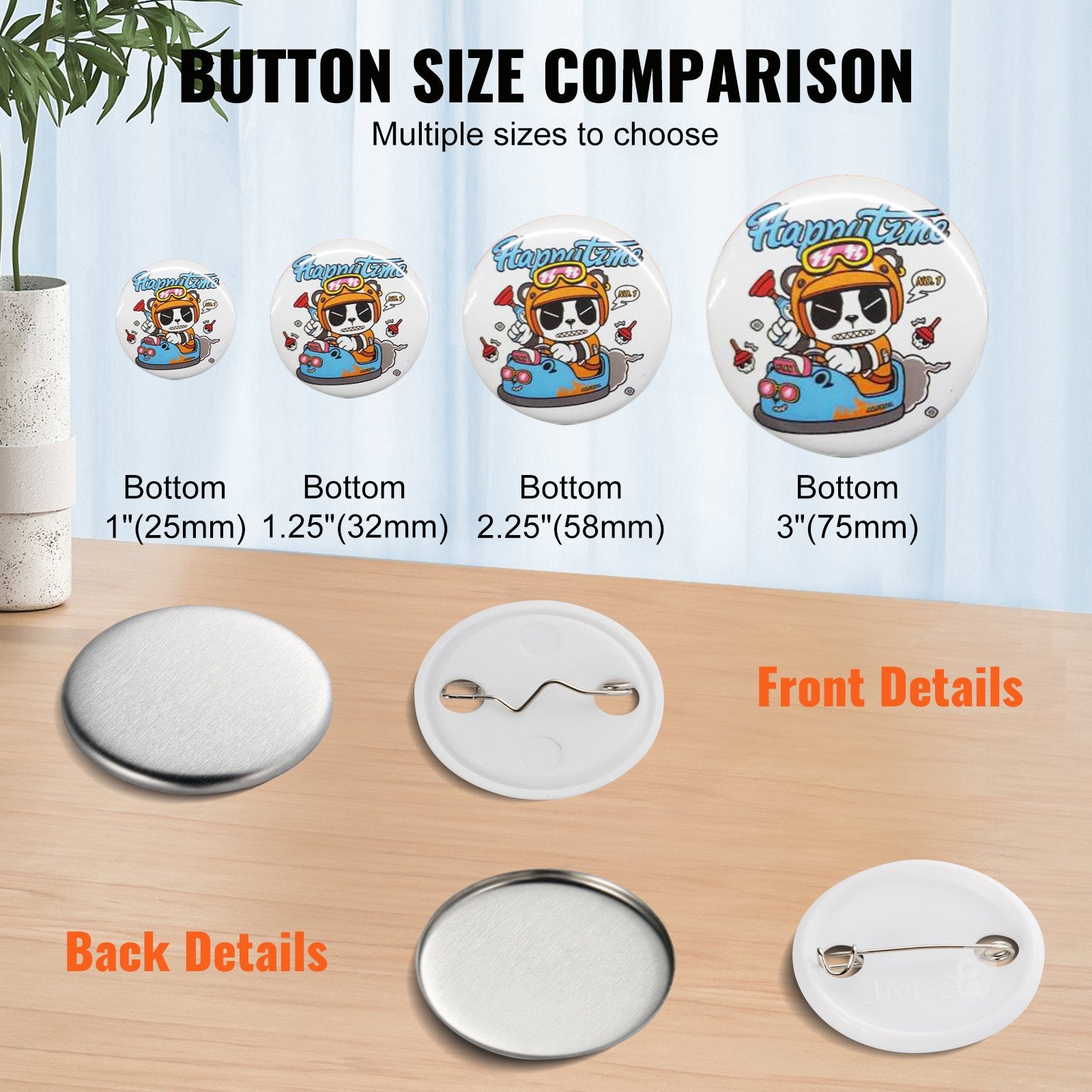 500 Sets 1.25" 32MM Pin Back Button Parts DIY Badge Parts with Tops Films