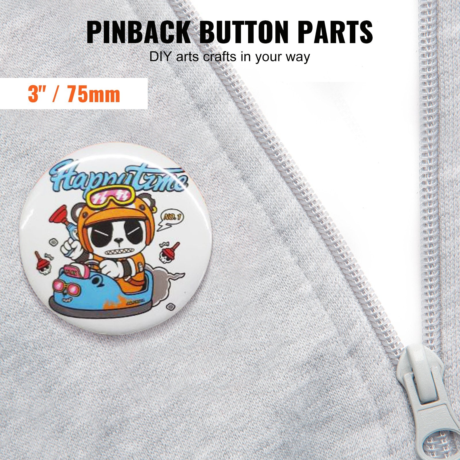 200 Sets 3" 75MM Pin Back Button Parts DIY Badge Parts with Tops Films
