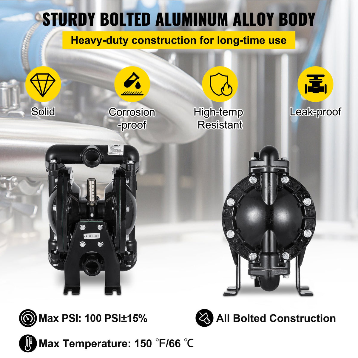 Air-Operated Double Diaphragm Pump 24 GPM 1 Inch Inlet And Outlet