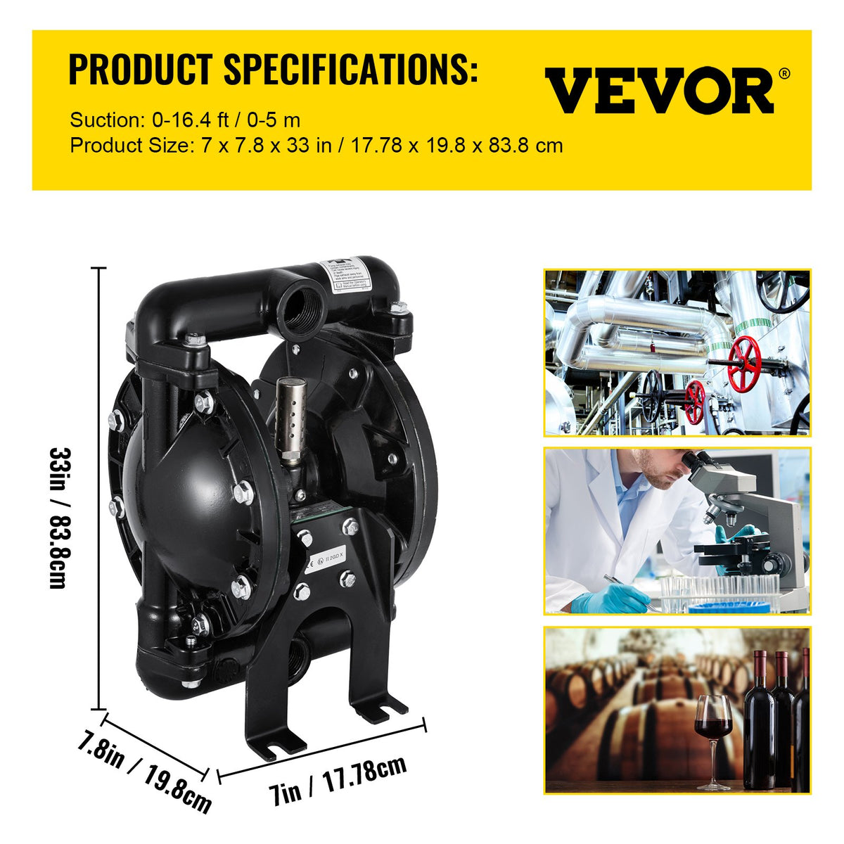 Air-Operated Double Diaphragm Pump 24 GPM 1 Inch Inlet And Outlet