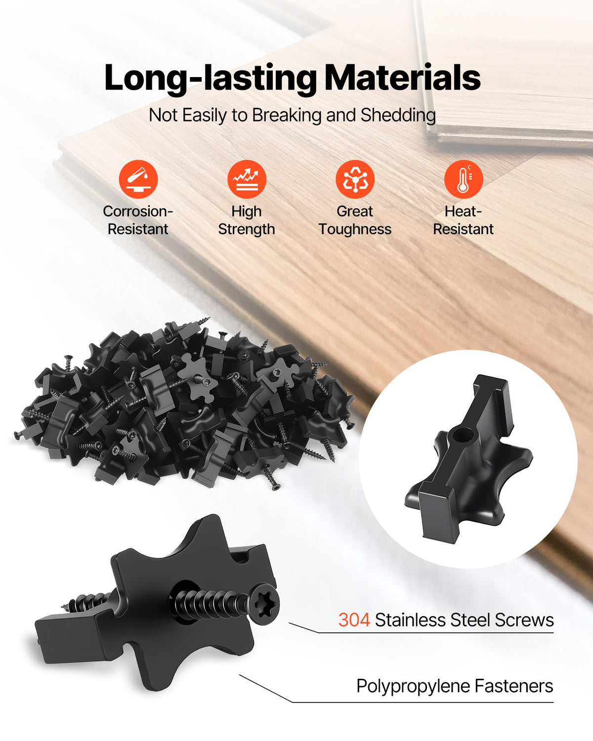 Hidden Deck Fasteners 900PCS Composite T Clips PP Polypropylene 6.5mm Gap Black