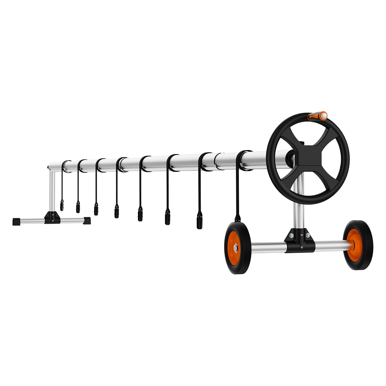 Pool Cover Reel Aluminum Solar 14ft with Rubber Wheels and Sandbags for Pools