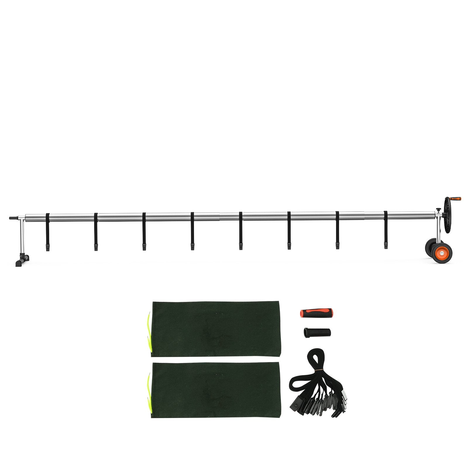 Pool Cover Reel Aluminum Solar 14ft with Rubber Wheels and Sandbags for Pools