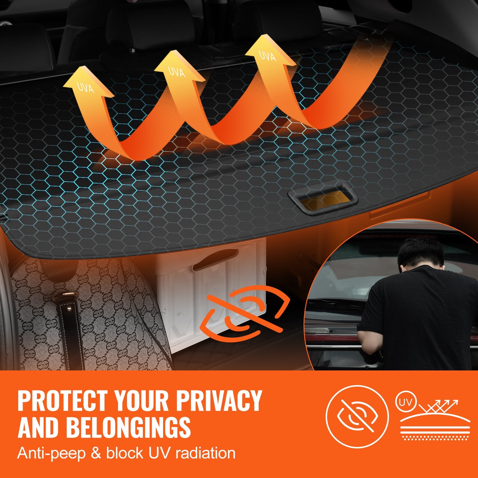 Retractable Cargo Cover Waterproof UVProof Trunk for Jeep Grand Cherokee 2-Row