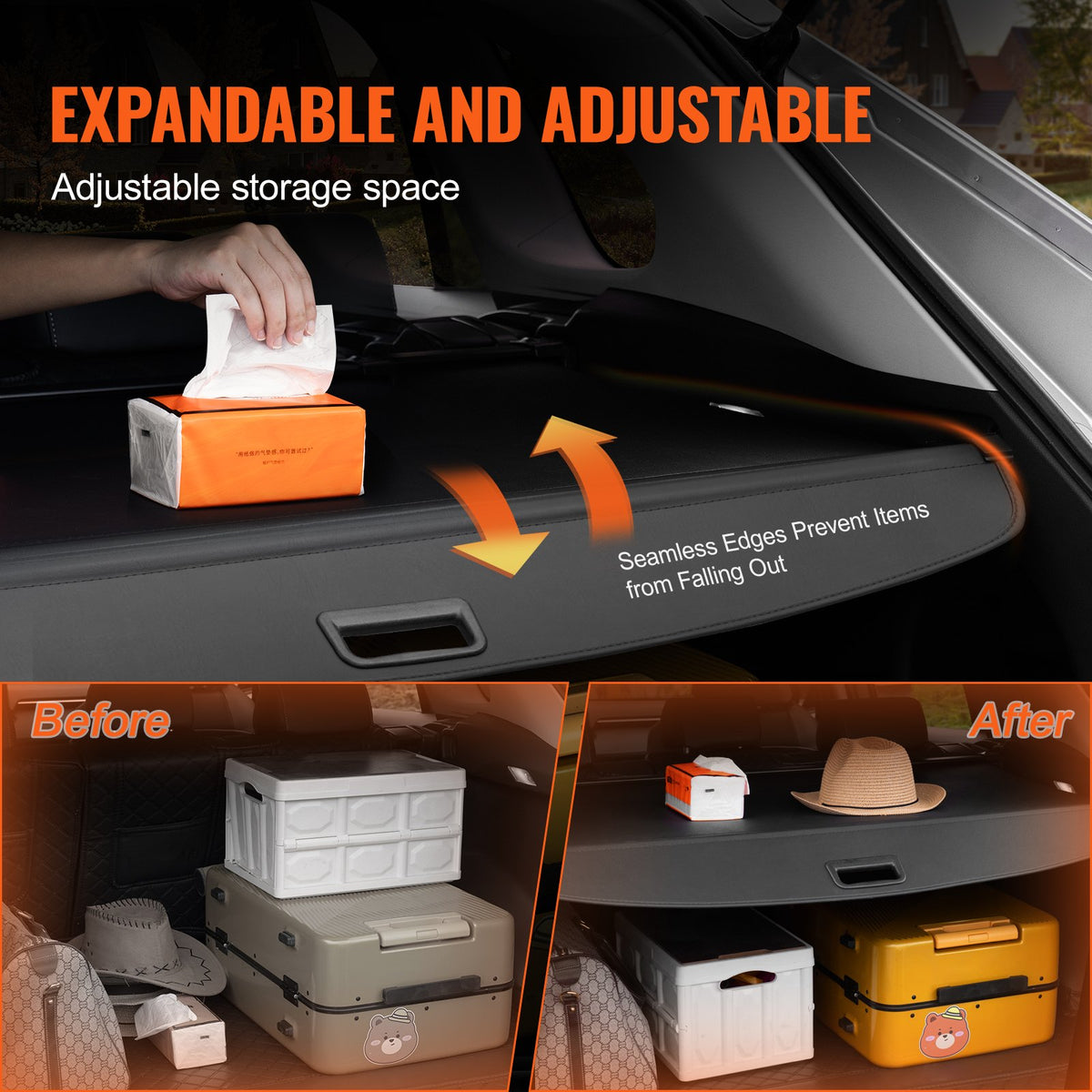 Retractable Cargo Cover Waterproof UVProof Trunk for Jeep Grand Cherokee 2-Row