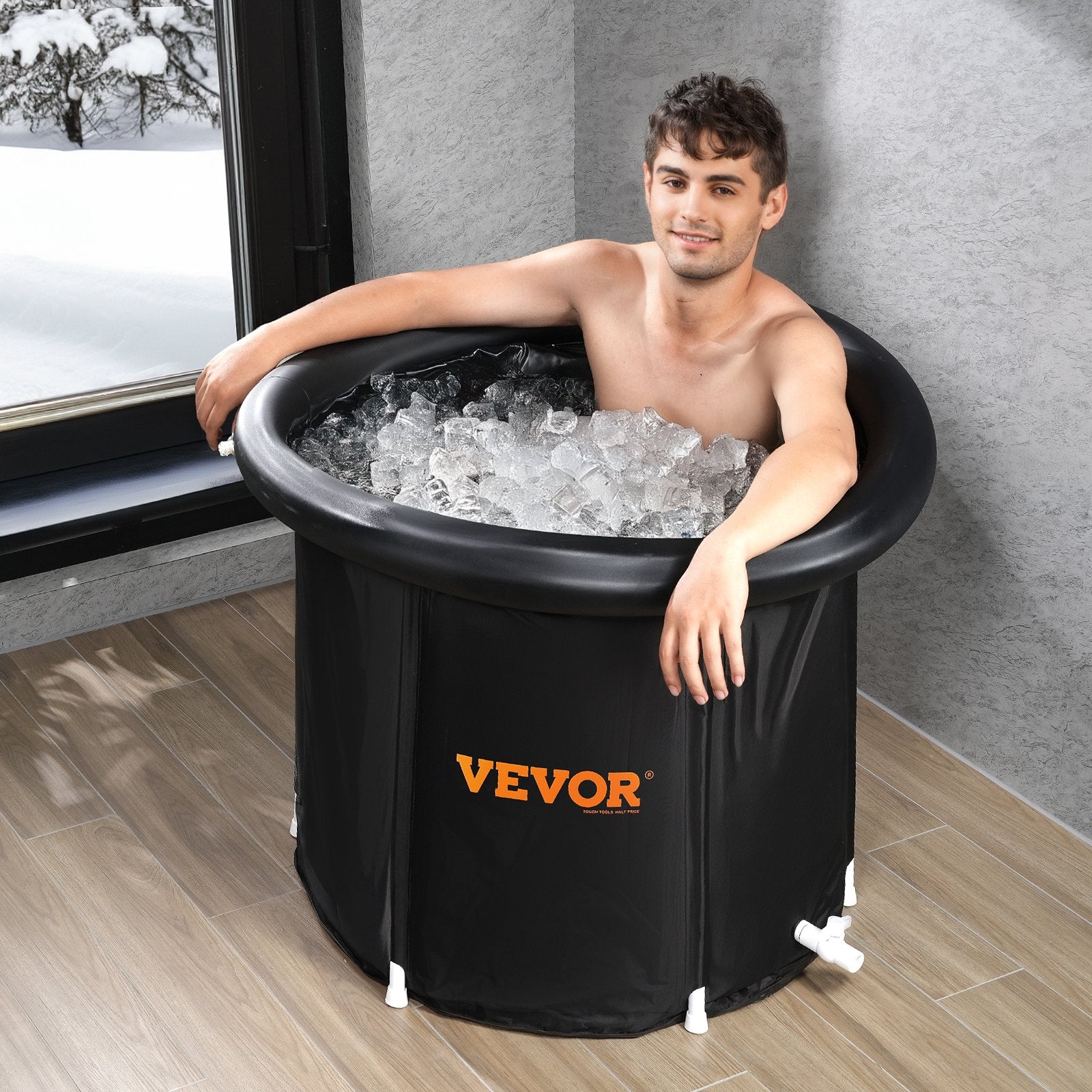 Ice Bath Tub 80cm Cold Water Therapy Plunge Portable 341L Inflatable with Cover