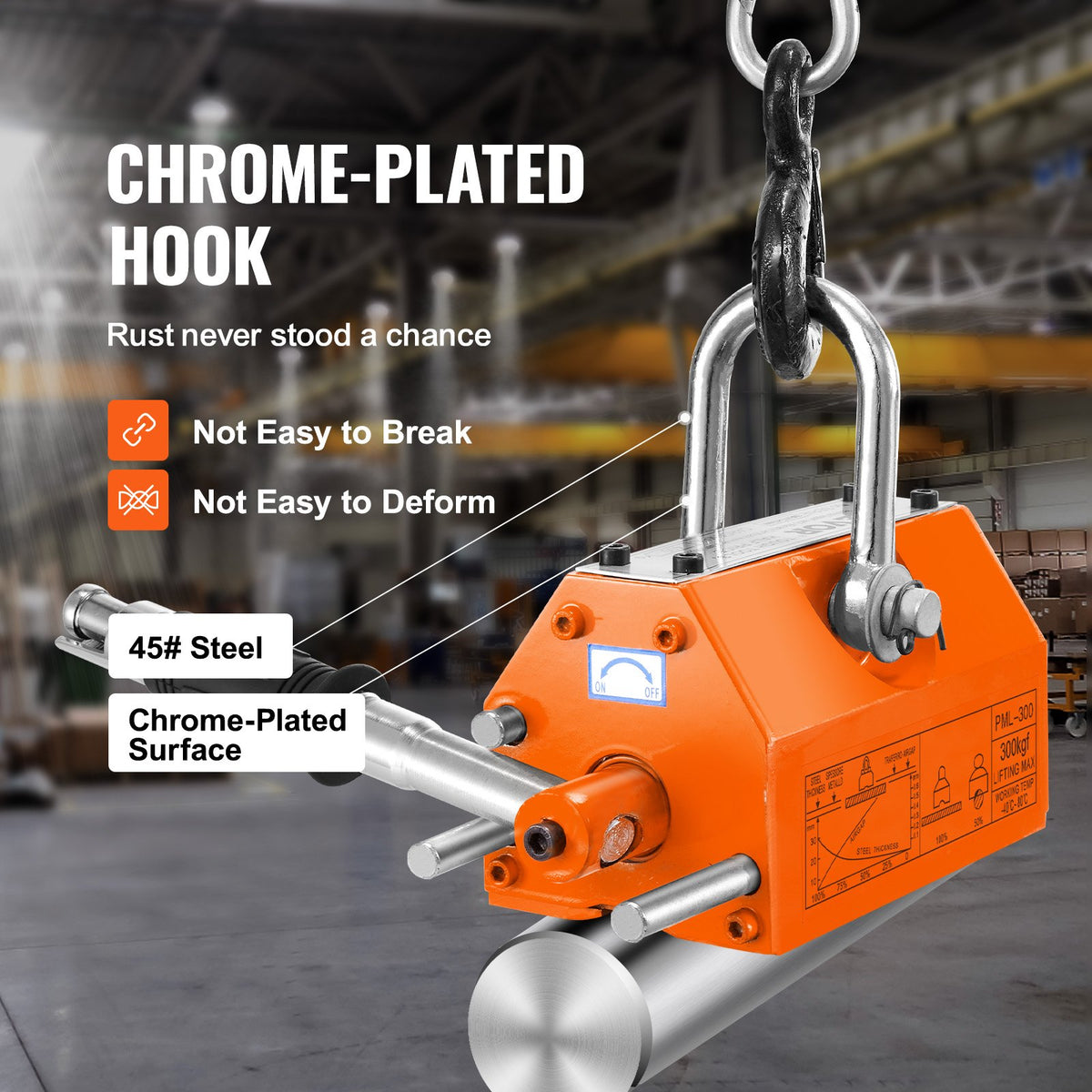 Magnetic Lifter 300KG 2.5 Safety Factor Neodymium Steel Permanent Lift Magnet