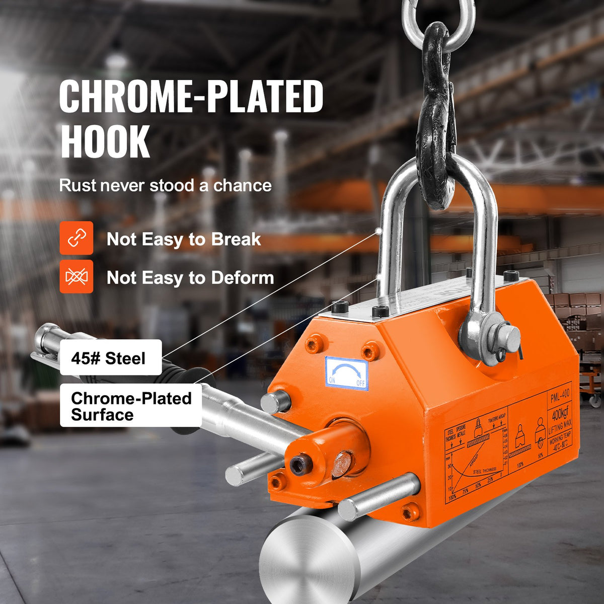 Magnetic Lifter 400KG 2.5 Safety Factor Neodymium Steel Permanent Lift Magnet